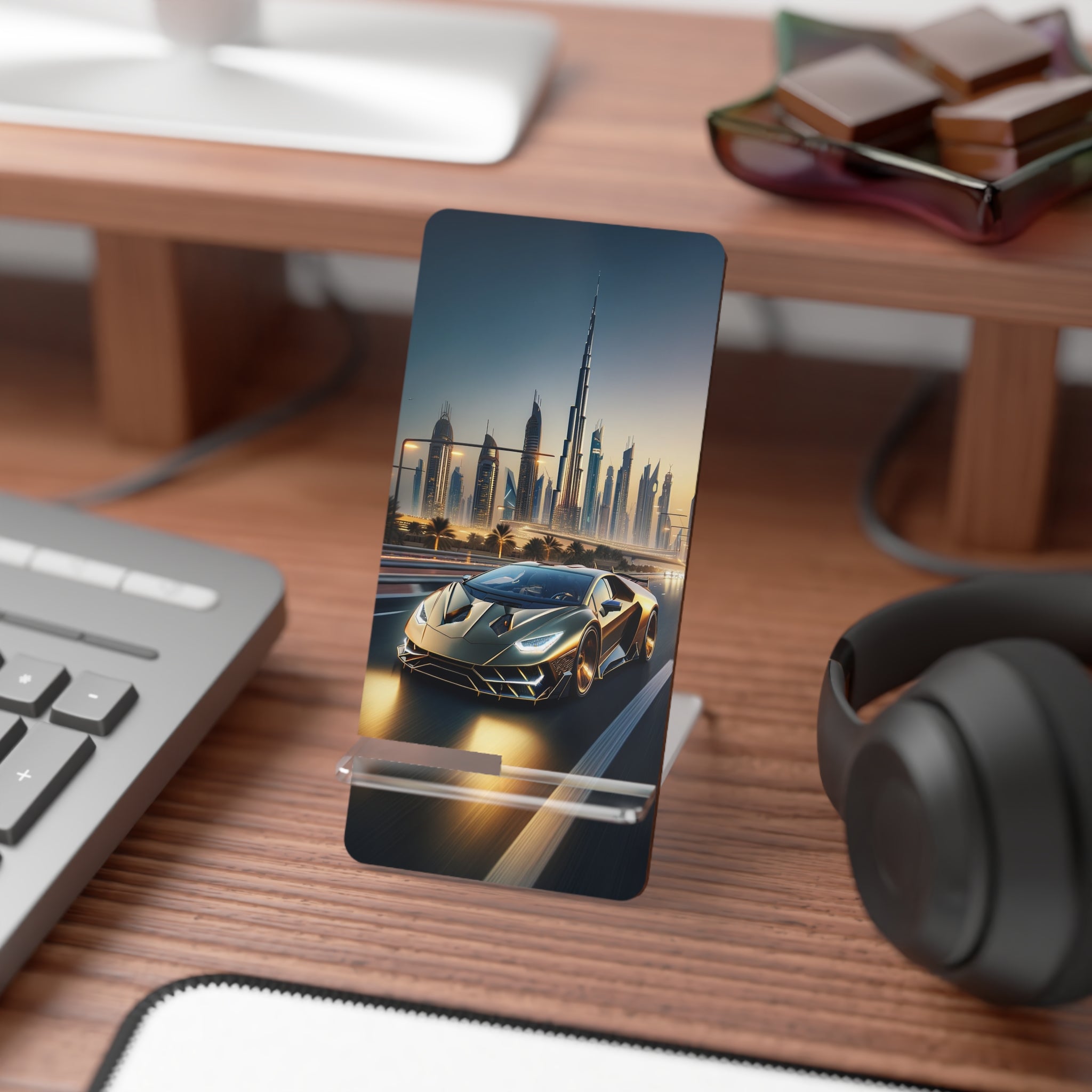 Golden Lamborghini in Dubai - Smartphone Stand