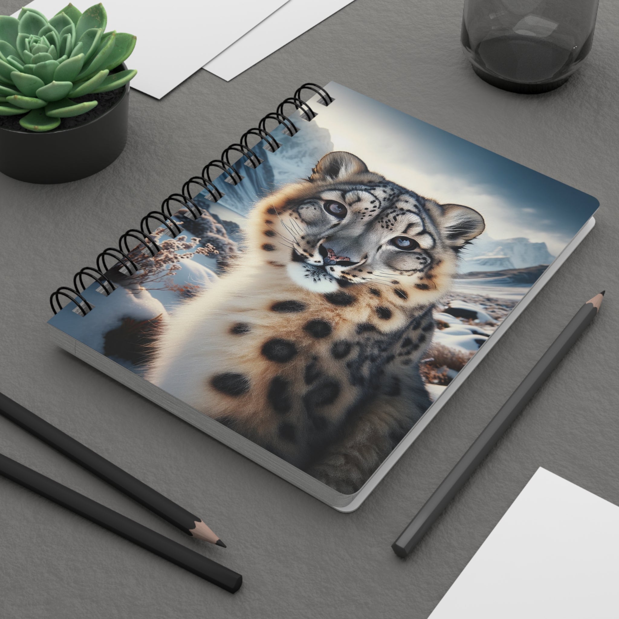 A curious Snow Leopard - Spiral Notebook