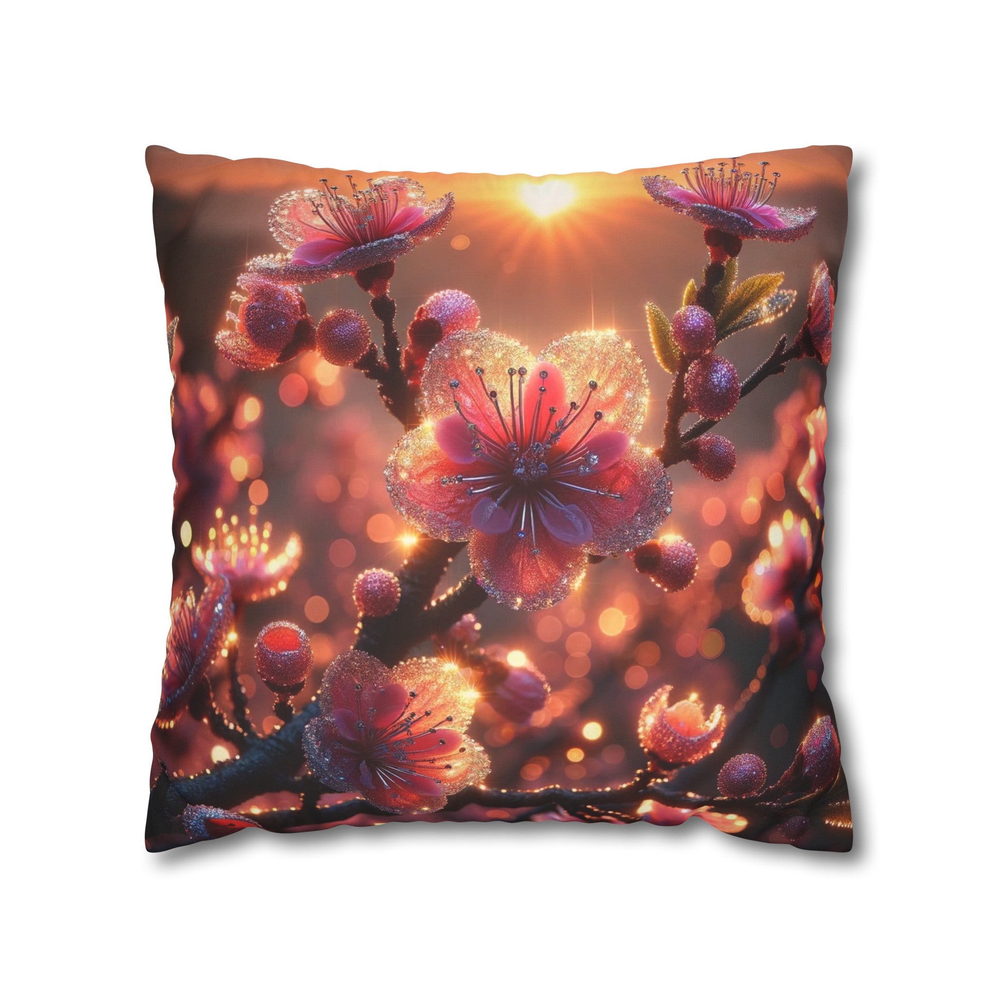 Pink diamond flowers (3) - Suede Square Pillowcase