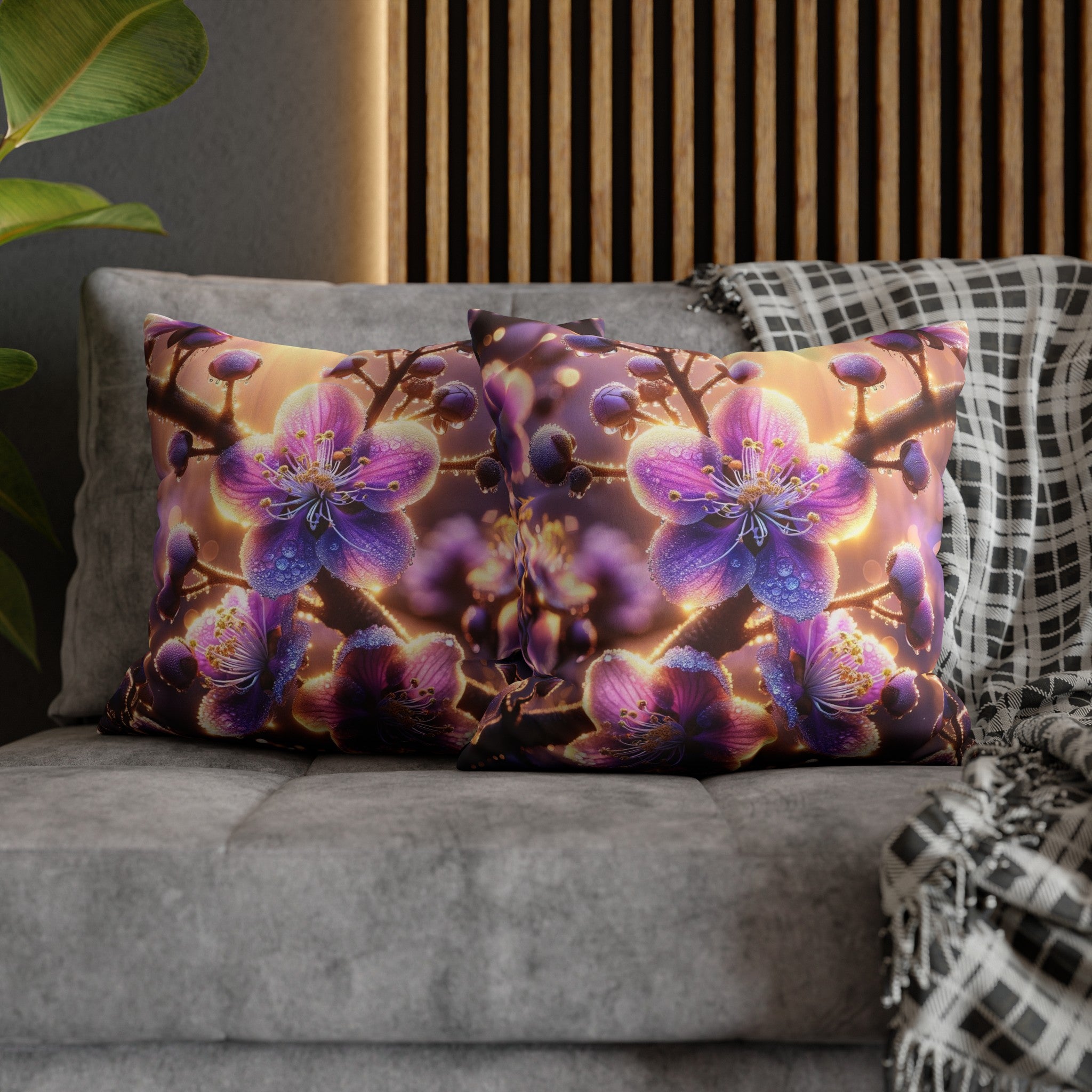 Purple diamond flowers (2) - Suede Square Pillowcase