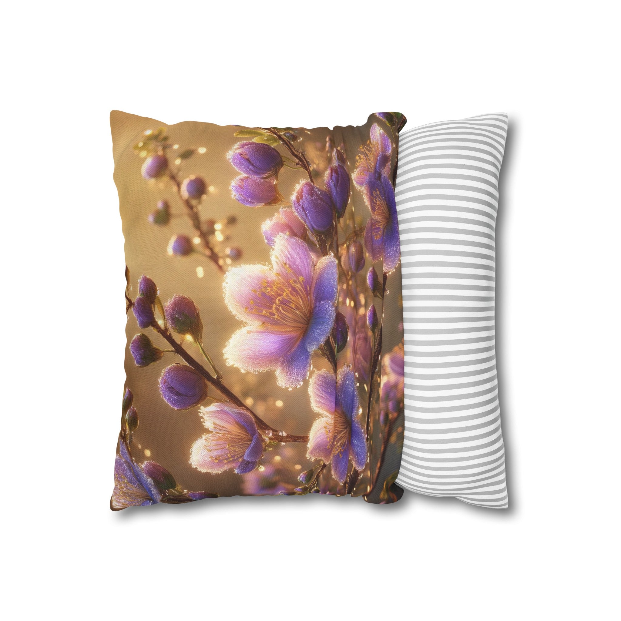 Purple diamond flowers (3) - Polyester Square Pillowcase