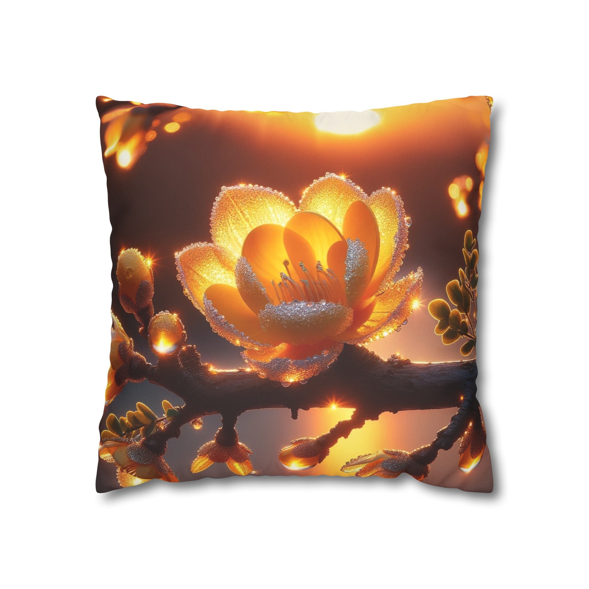 Yellow, diamond flowers (1) - Suede Square Pillowcase