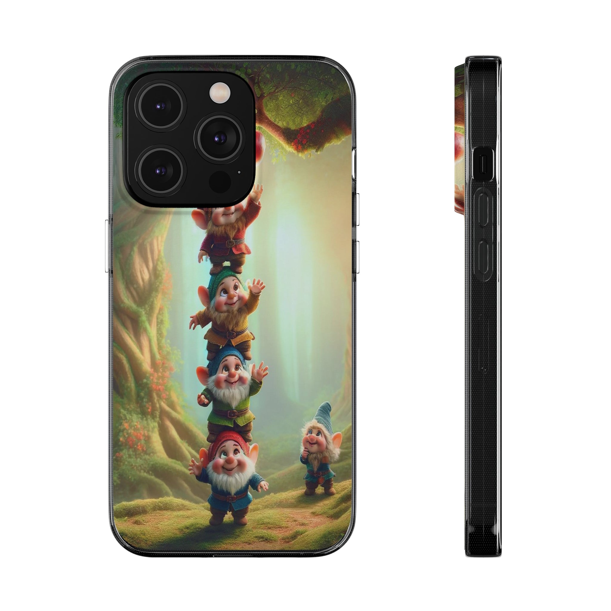 Gnomes reaching an apple - Soft Phone Case