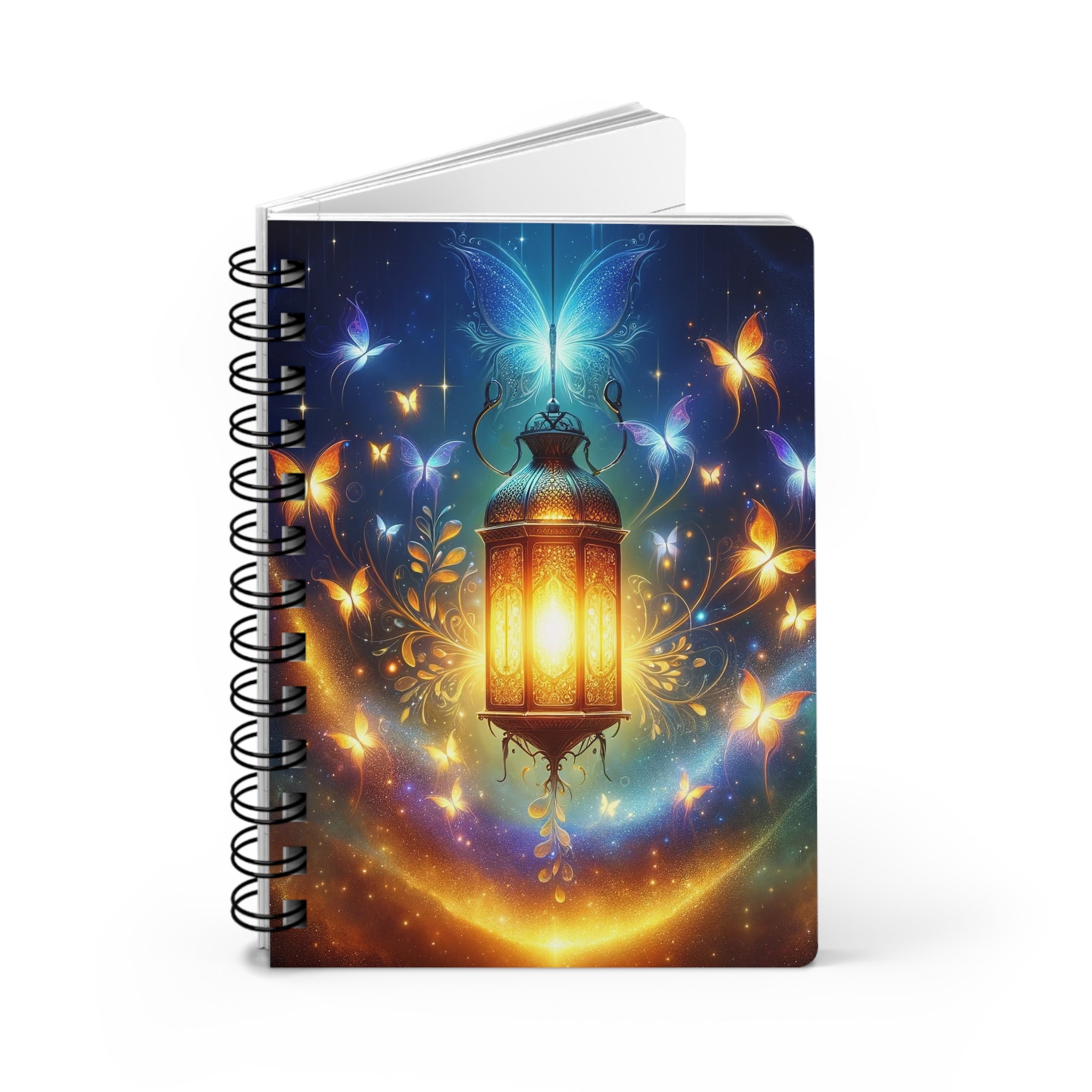 Butterflies around a lamp - Spiral Notebook