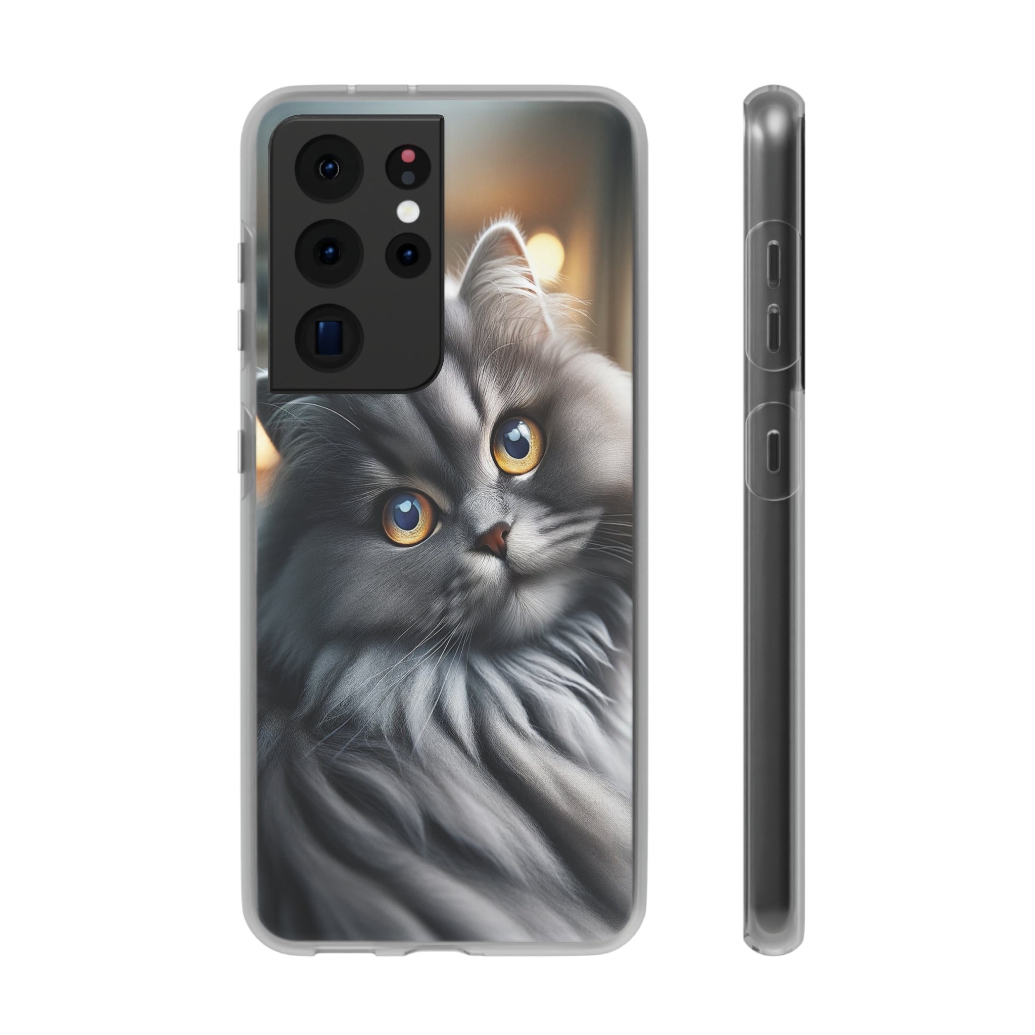 Curious, grey cat - Flexi Case (Samsung only)