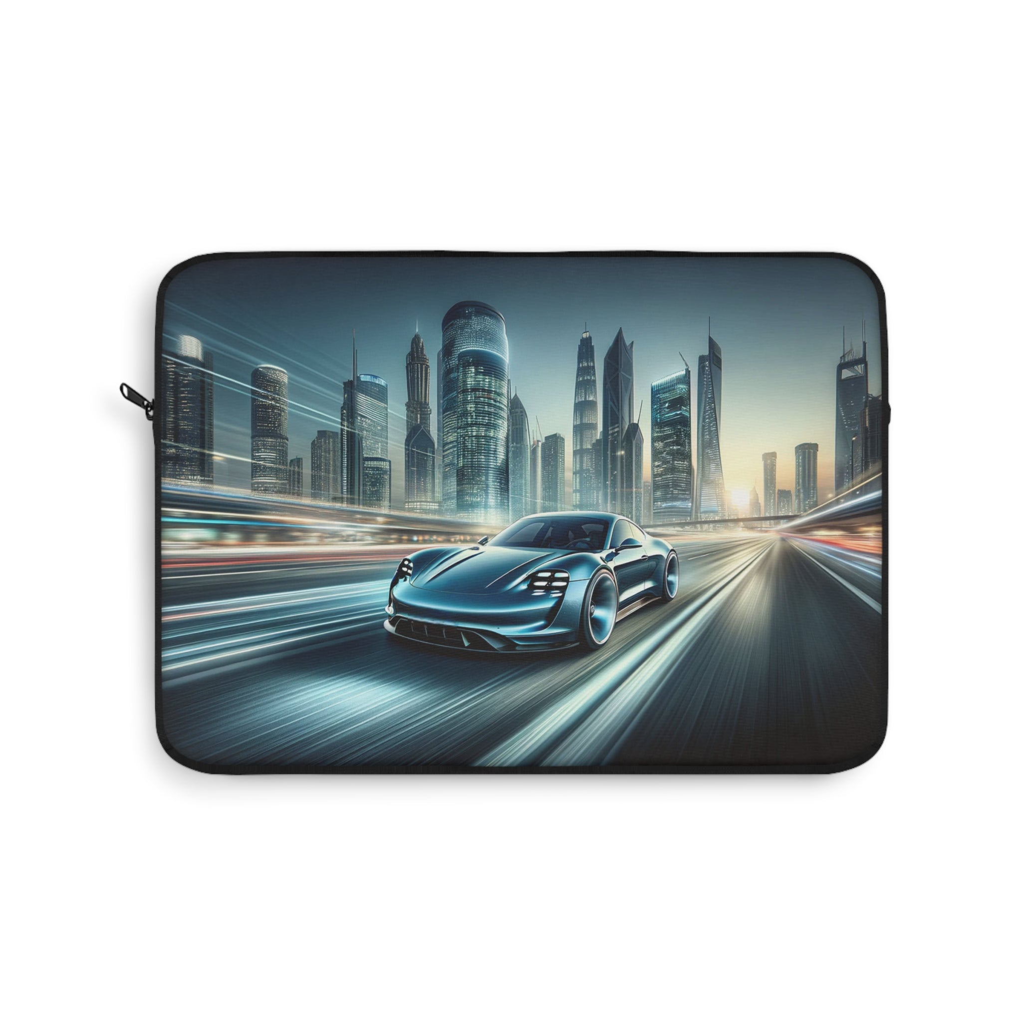 Blue car on the road - Laptop Sleeve