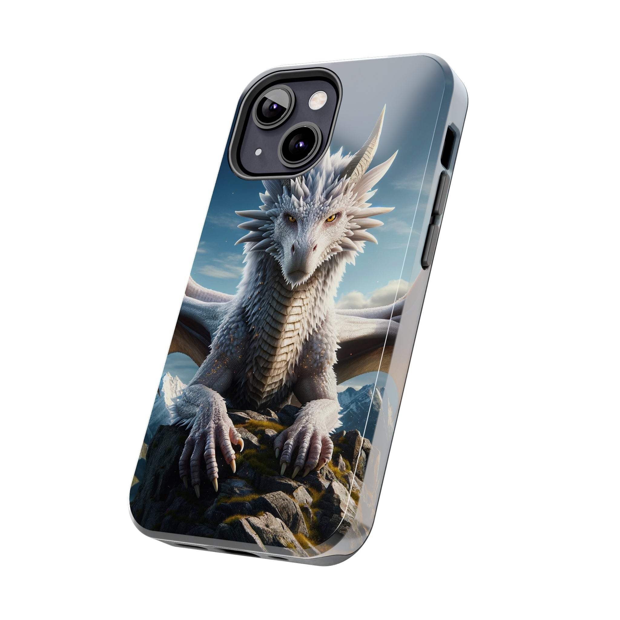 White dragon on a rock - Tough Phone Case