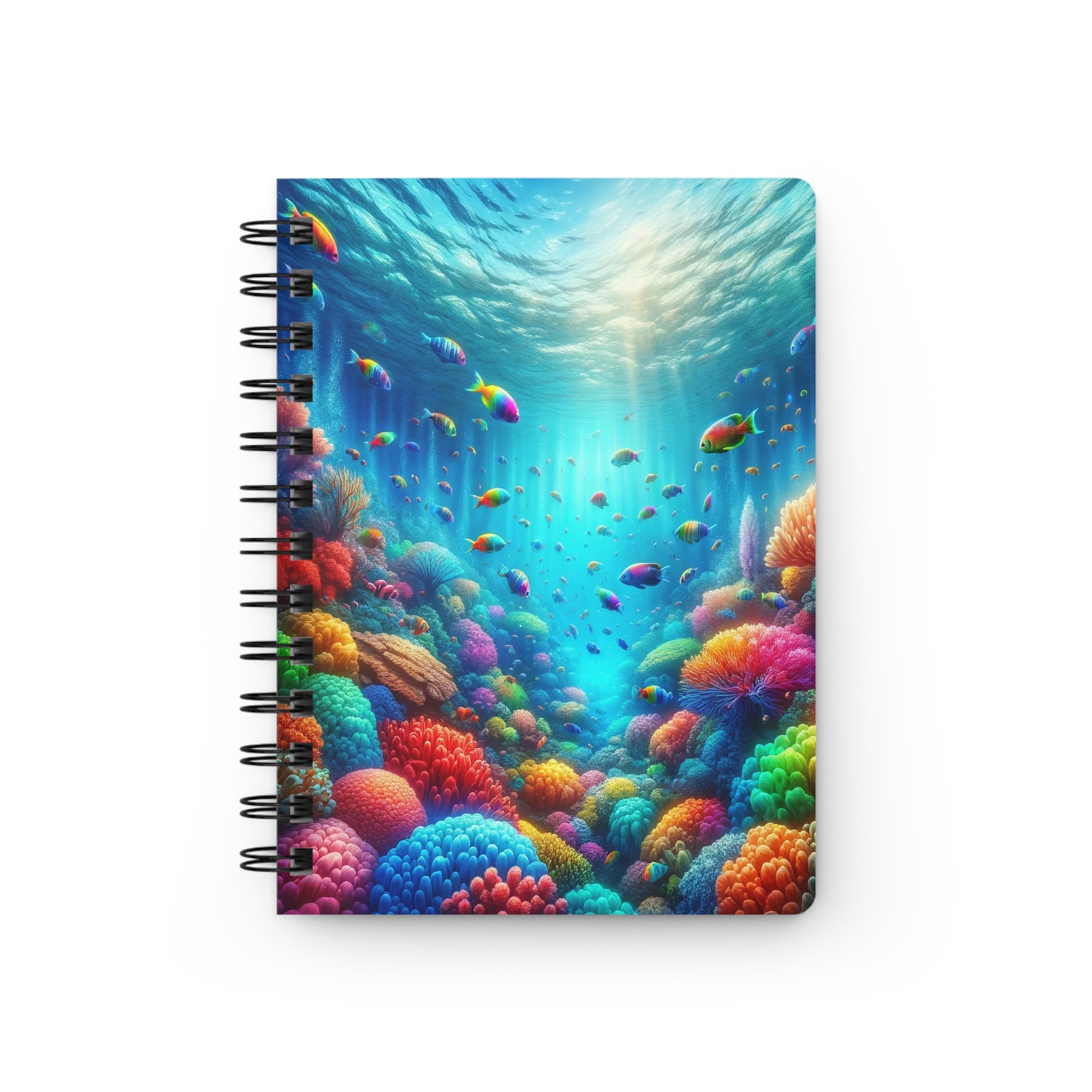 Coloured fish around coral reef - Spiral Notebook