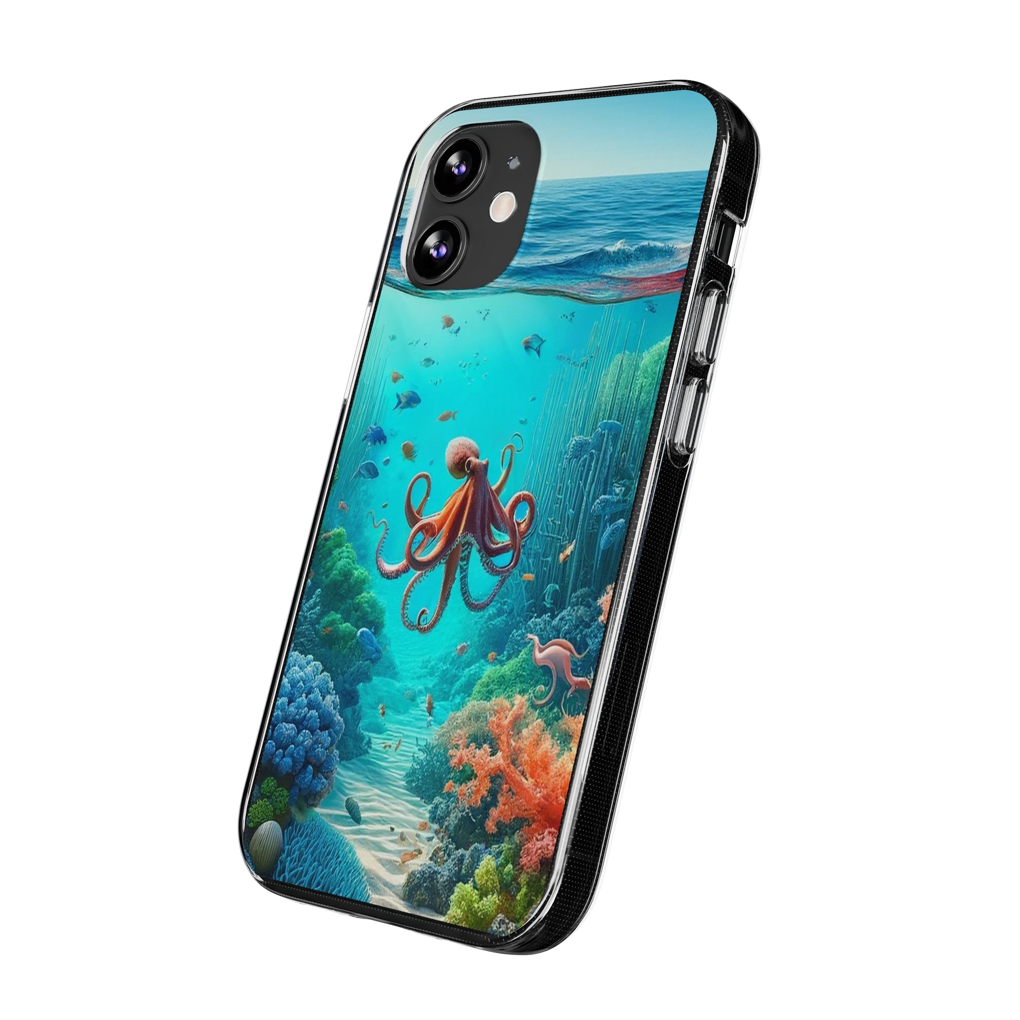 Octopus in turquoise water - Soft Phone Case