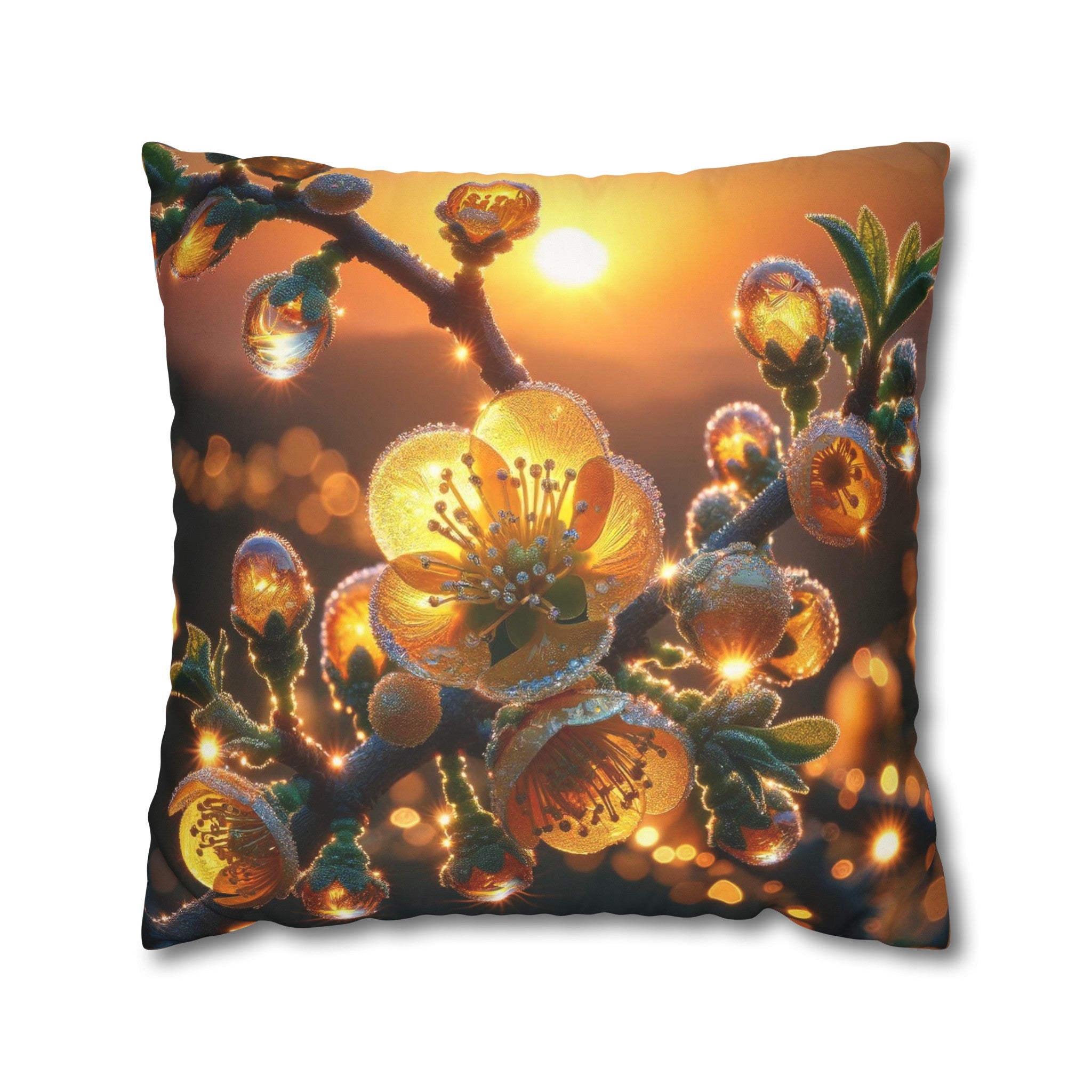 Yellow diamond flowers (2) - Suede Square Pillowcase