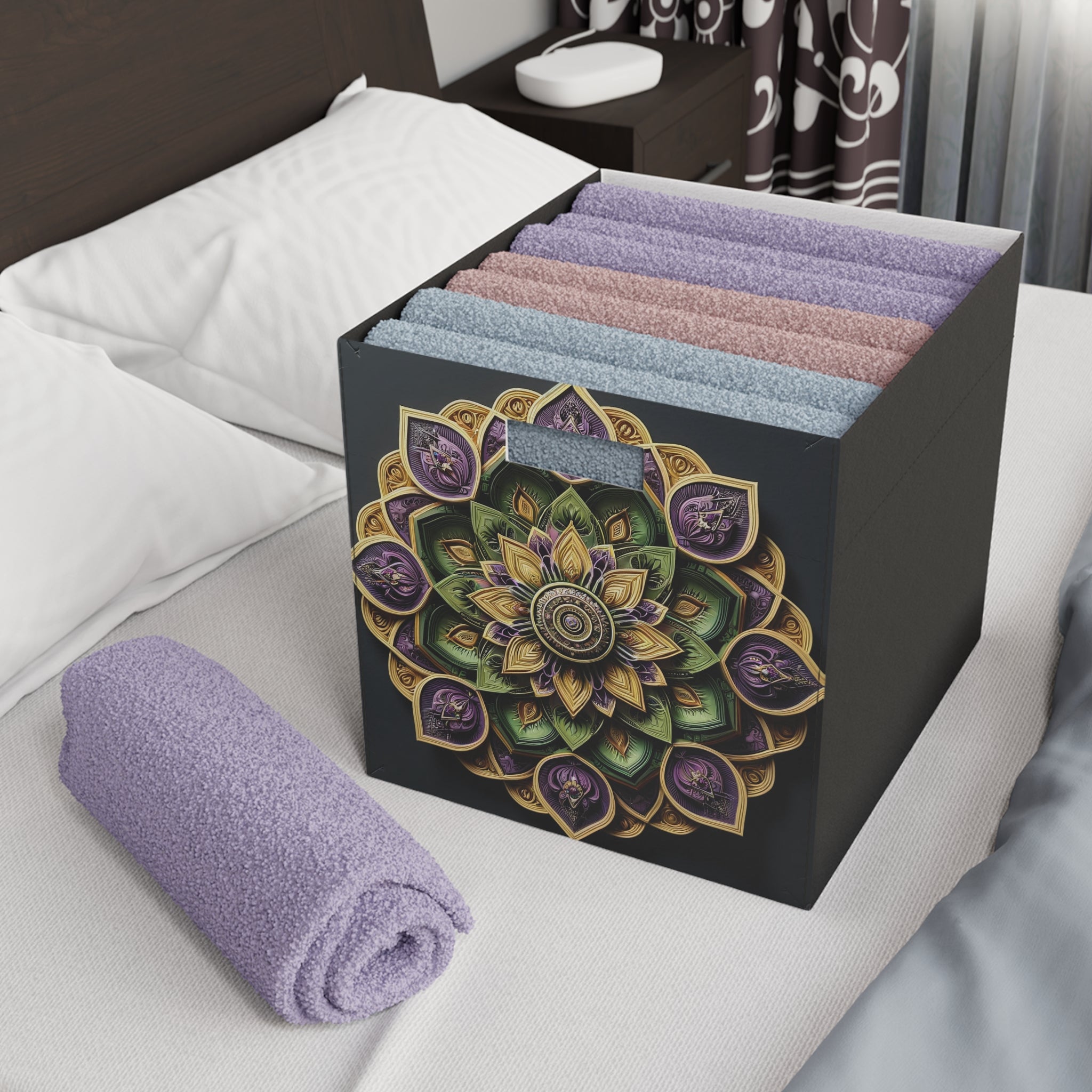 3D purple, green-golden mandala - Storage Box