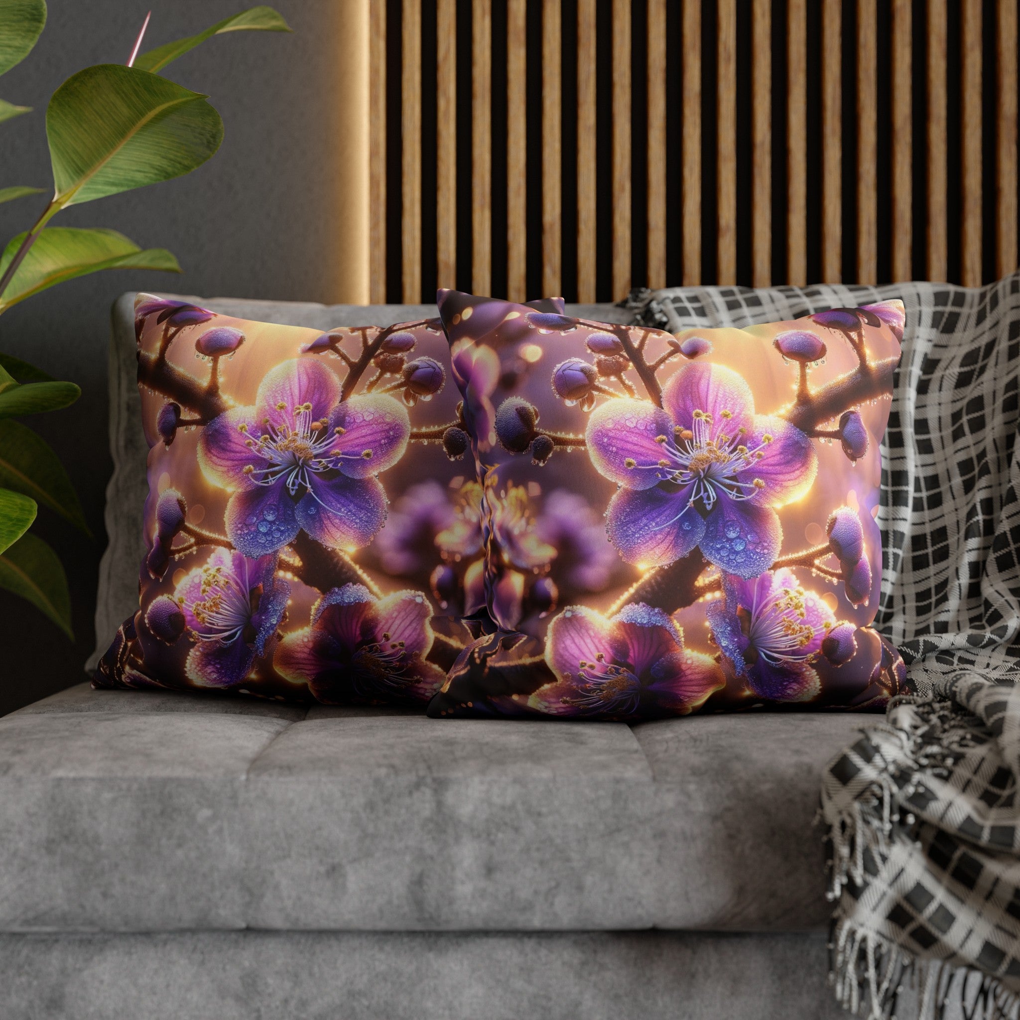 Purple diamond flowers (2) - Suede Square Pillowcase