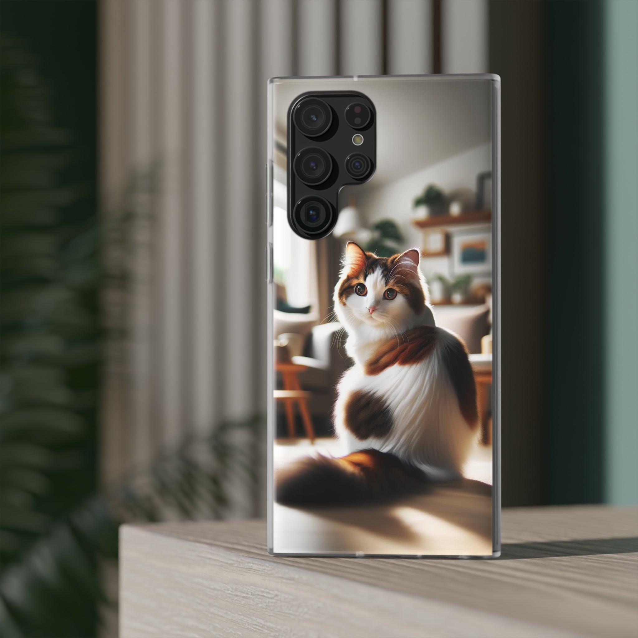 Curious, white-brown cat - Flexi Case (Samsung only)