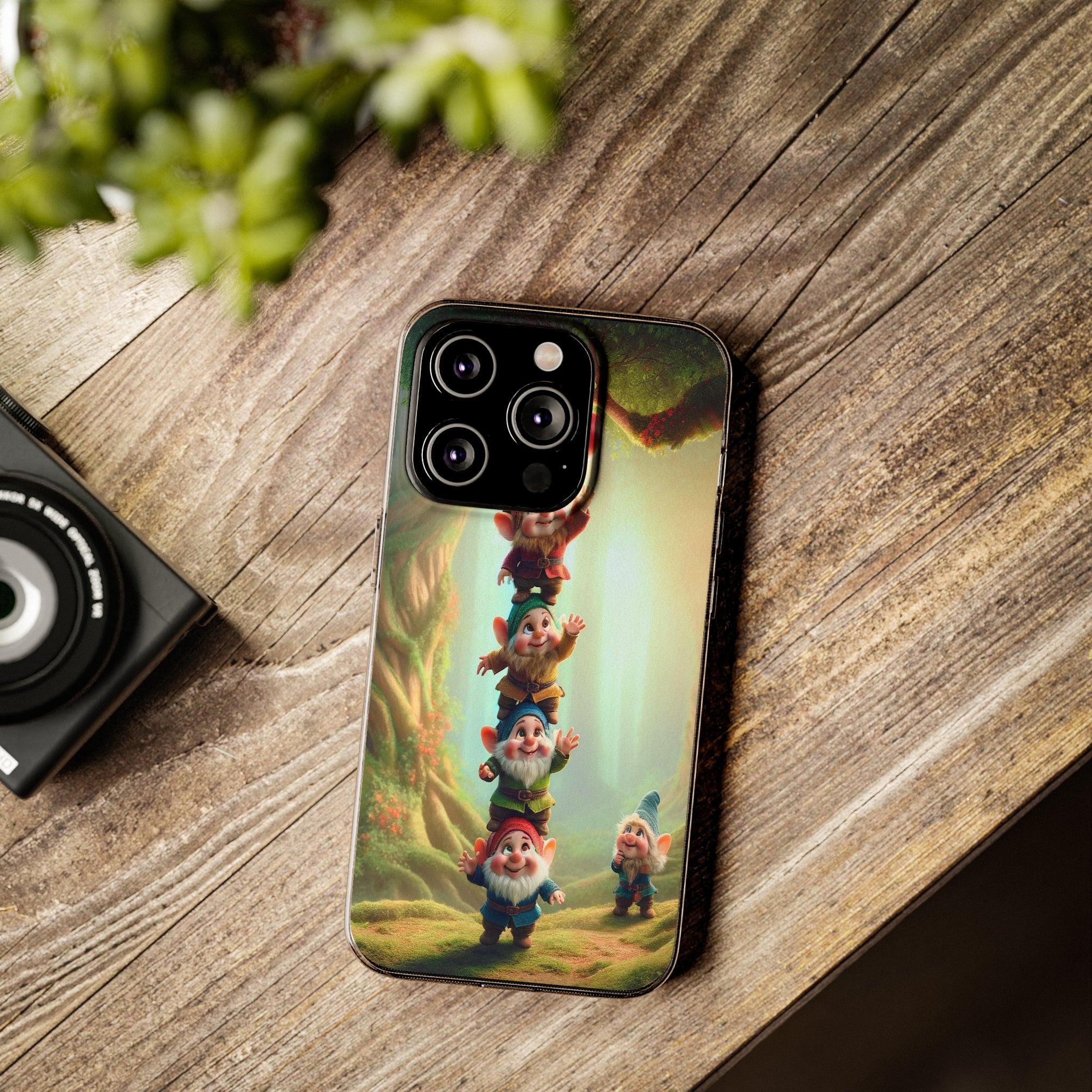 Gnomes reaching an apple - Soft Phone Case