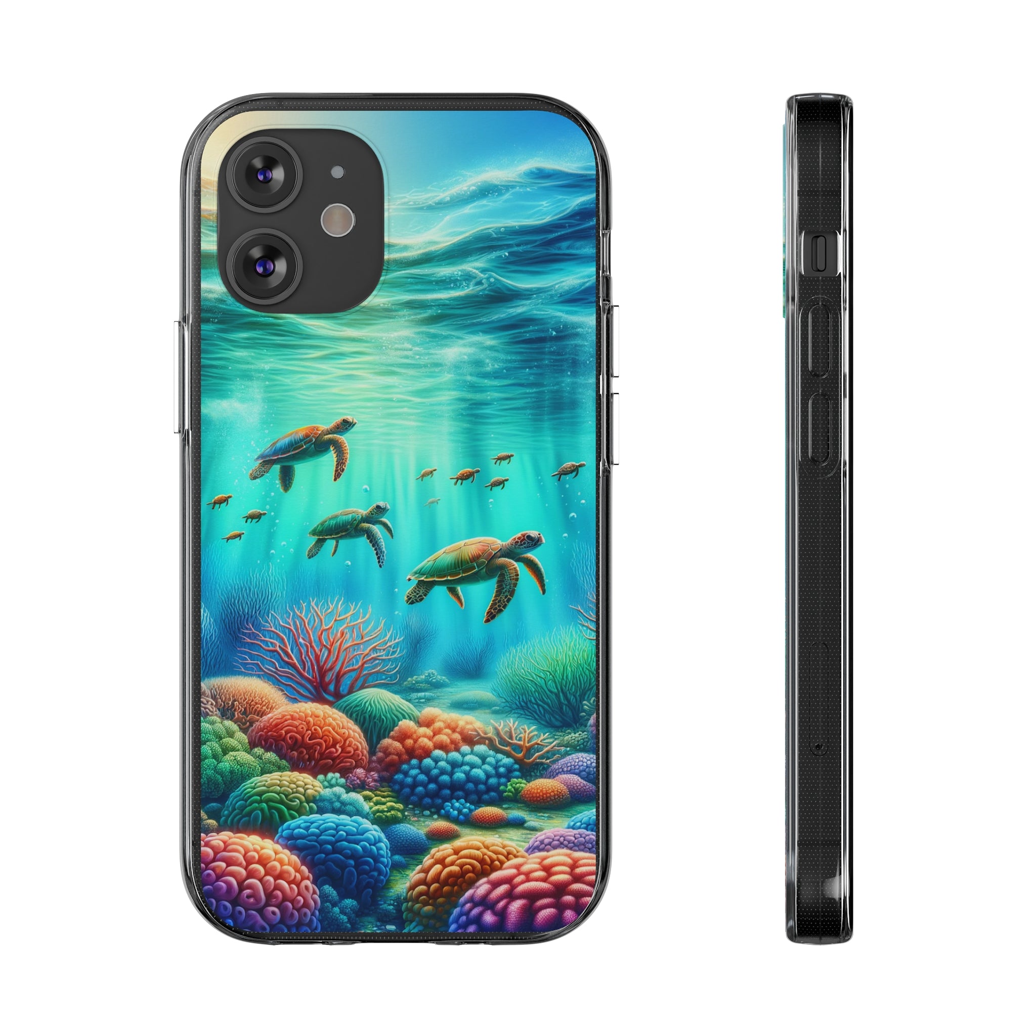 Turtles and coral reef - Soft Phone Case