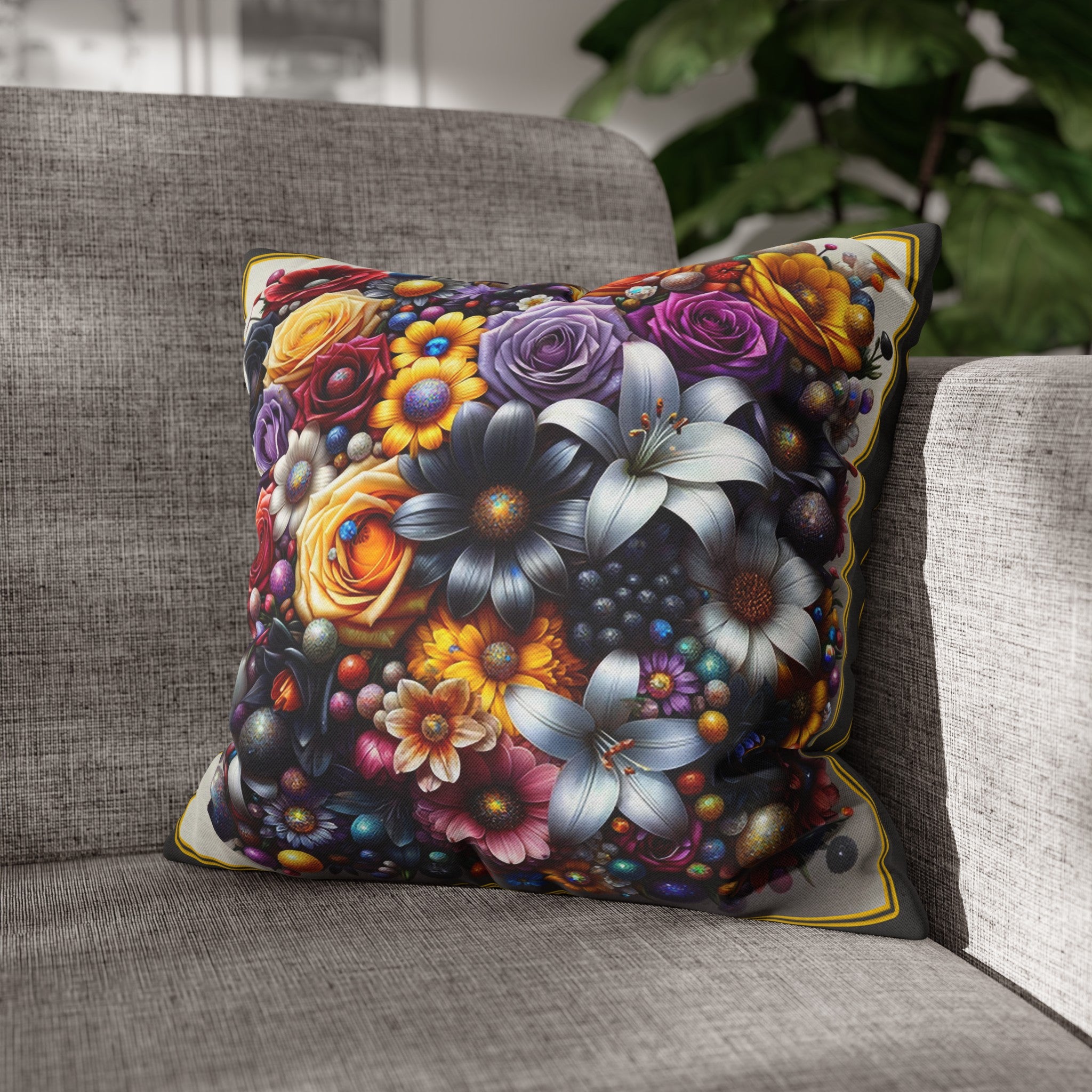 Colourful Bouquet (3) - Polyester Square Pillowcase