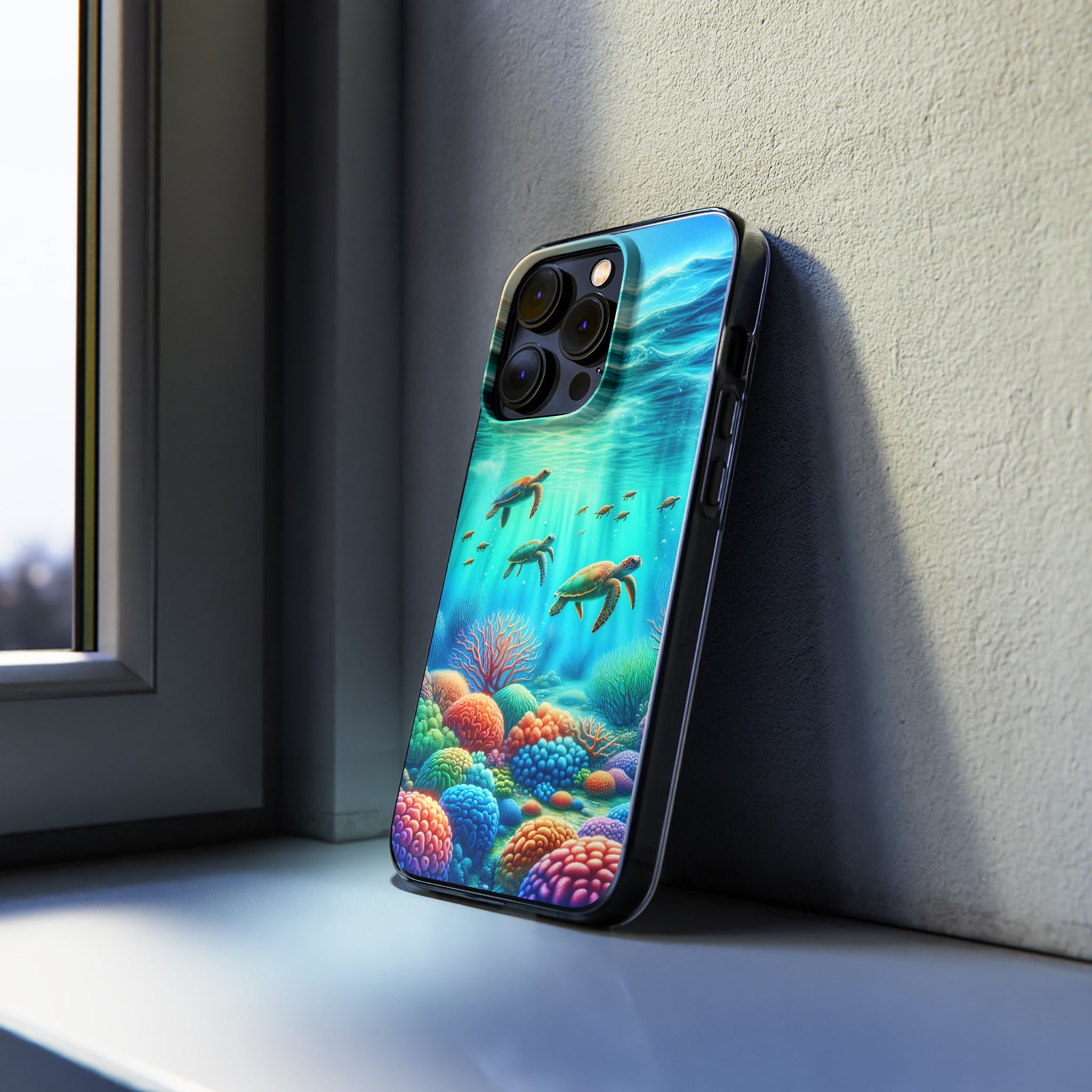 Turtles and coral reef - Soft Phone Case