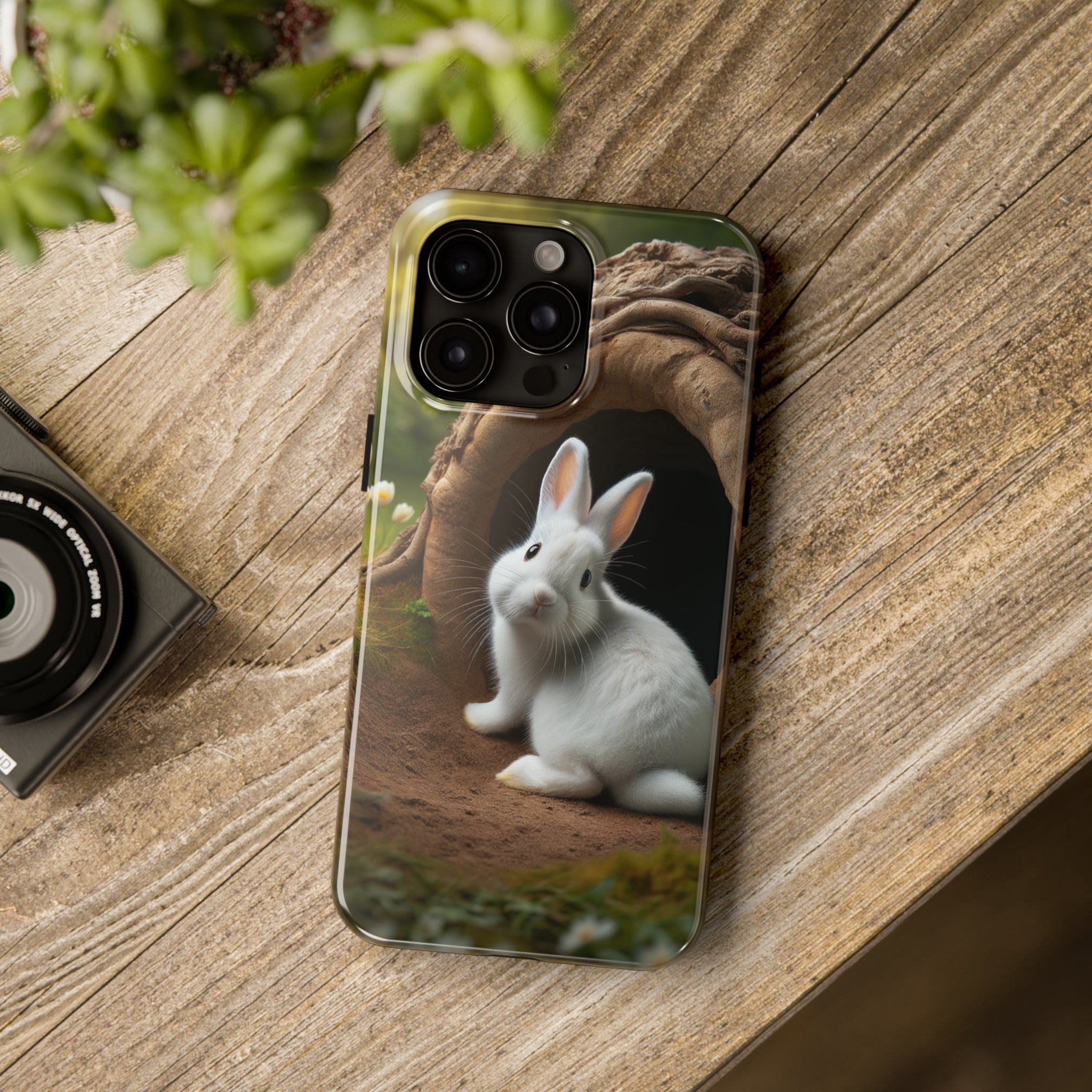 White curious rabbit - Tough Phone Case