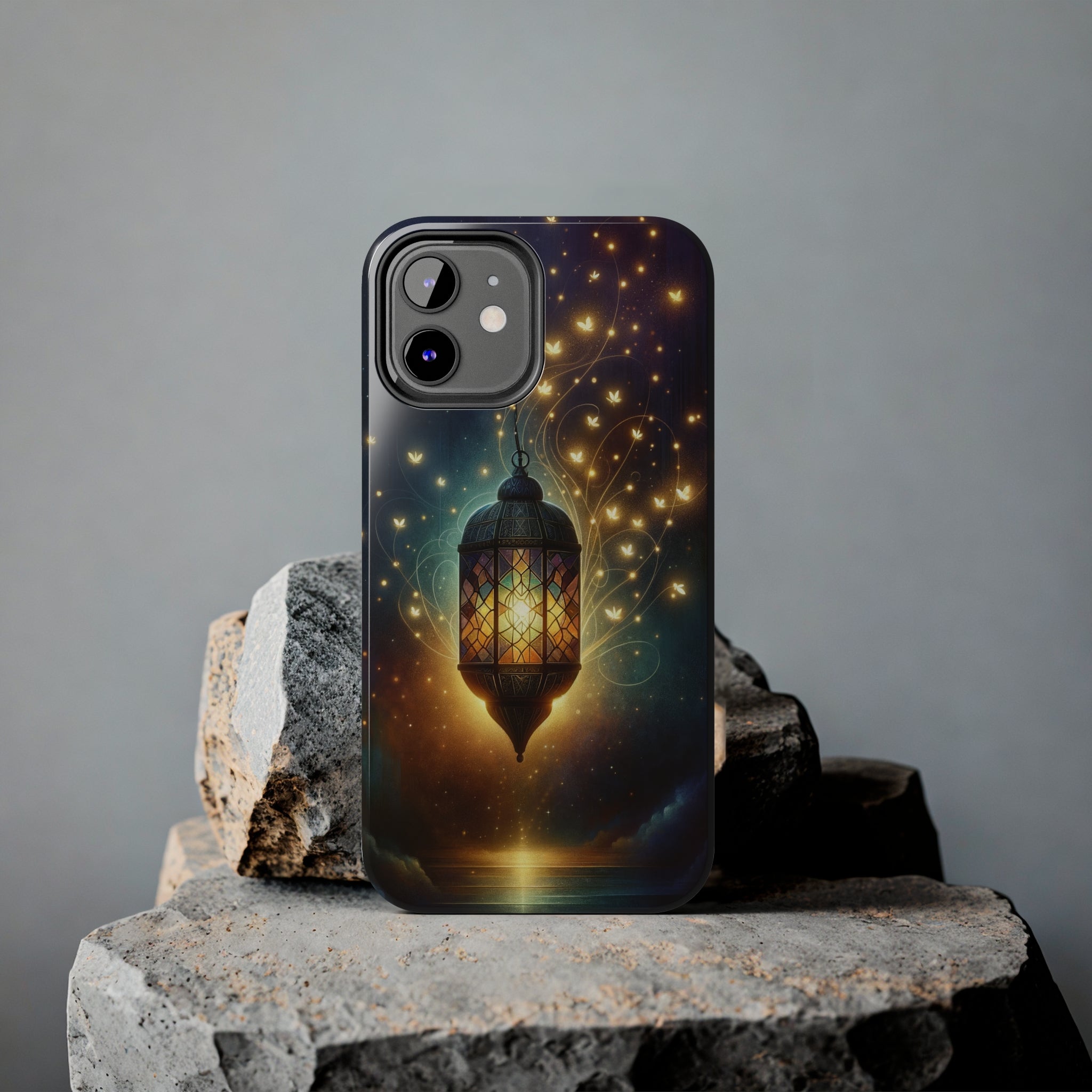 Fireflies around lamp - Tough Phone Case