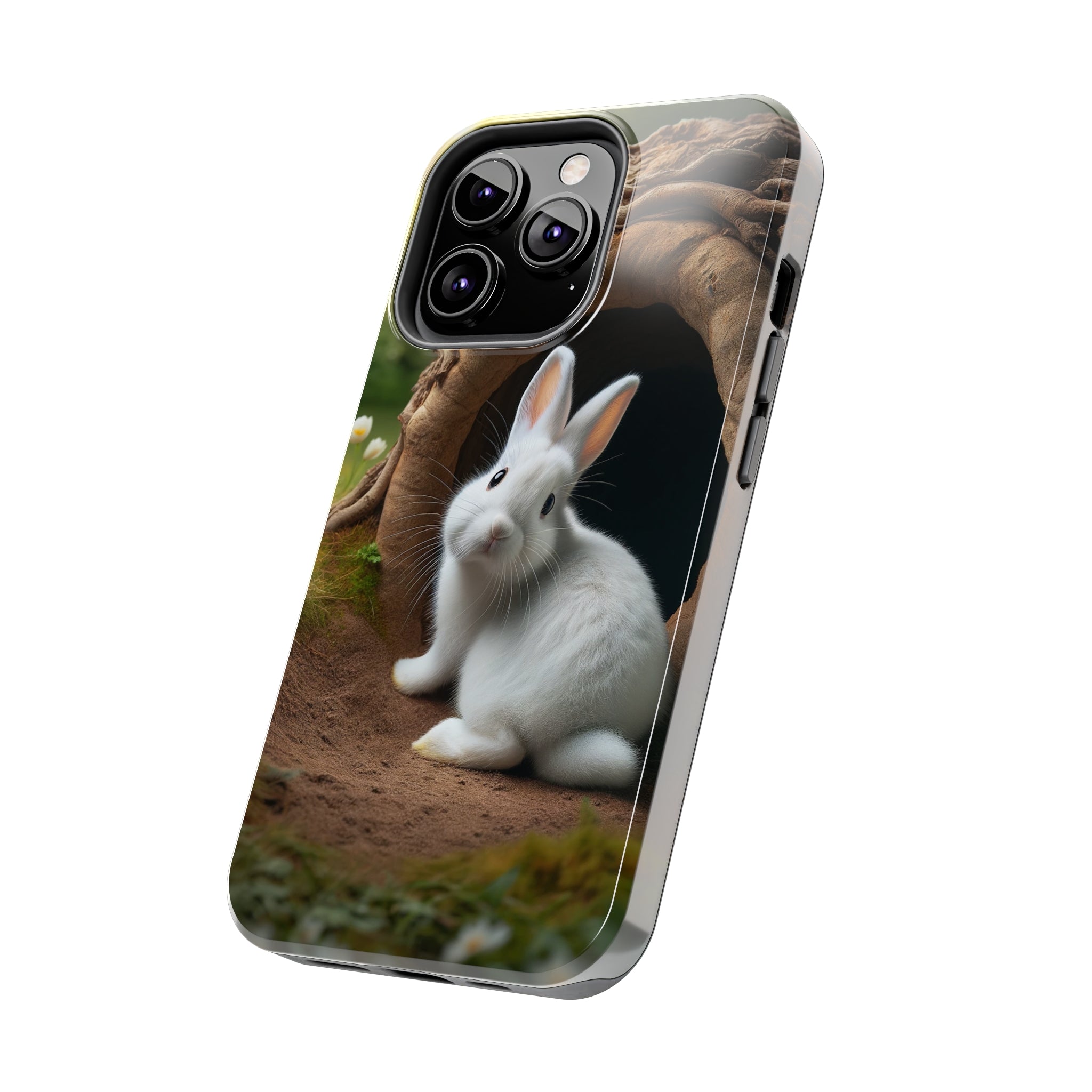 White curious rabbit - Tough Phone Case