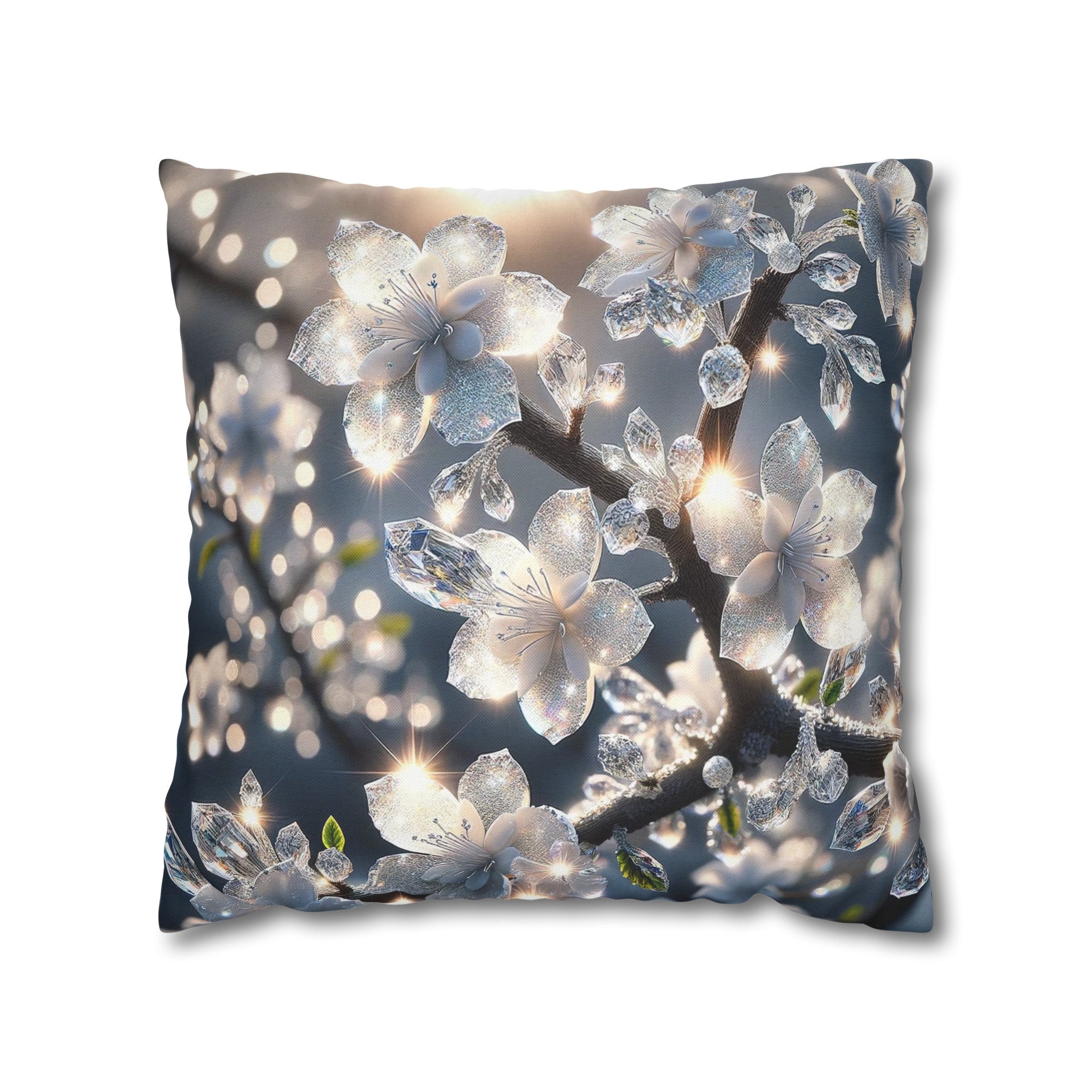 White diamond flowers (5) - Polyester Square Pillowcase