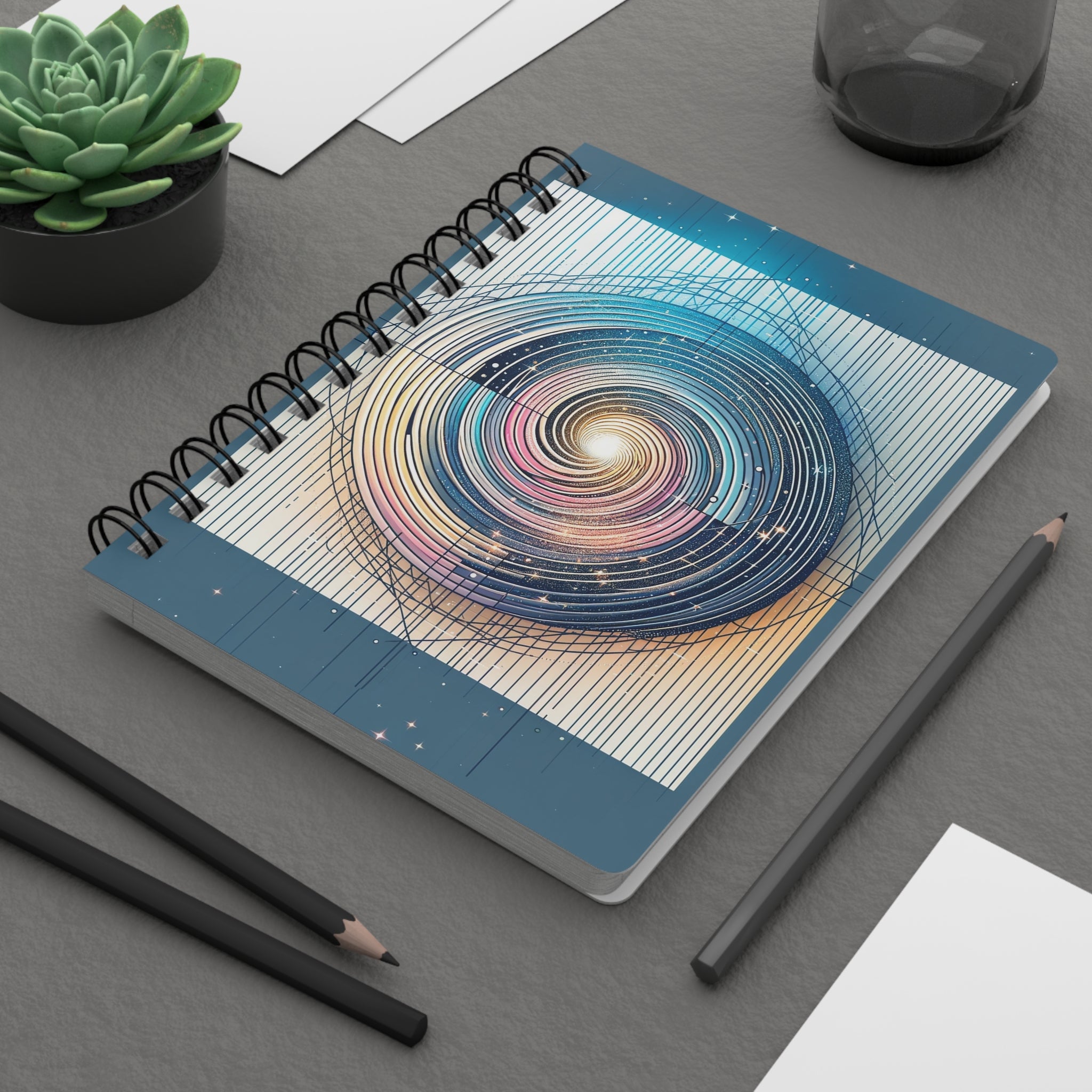 Blue, artistic circle - Spiral Notebook