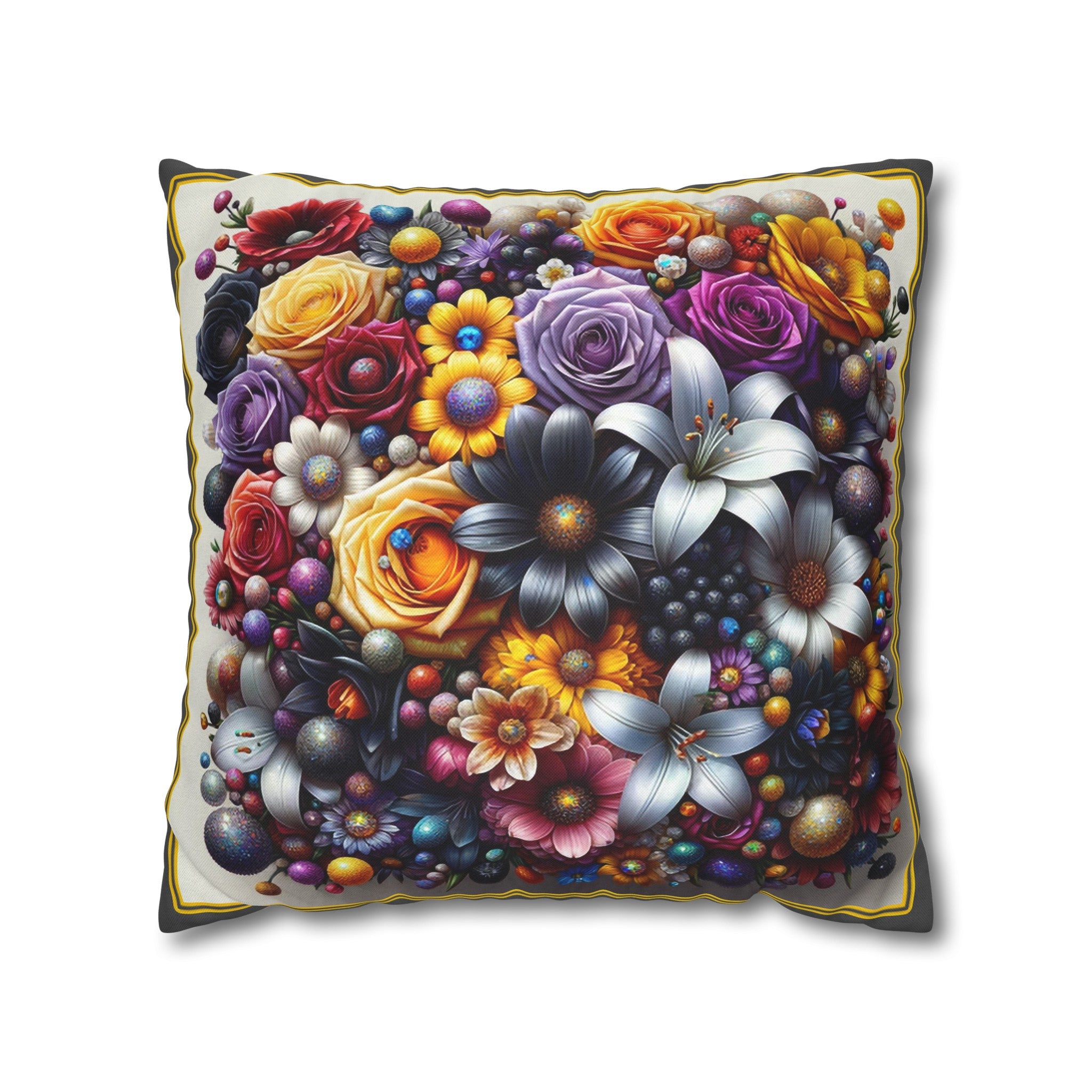 Colourful Bouquet (3) - Polyester Square Pillowcase