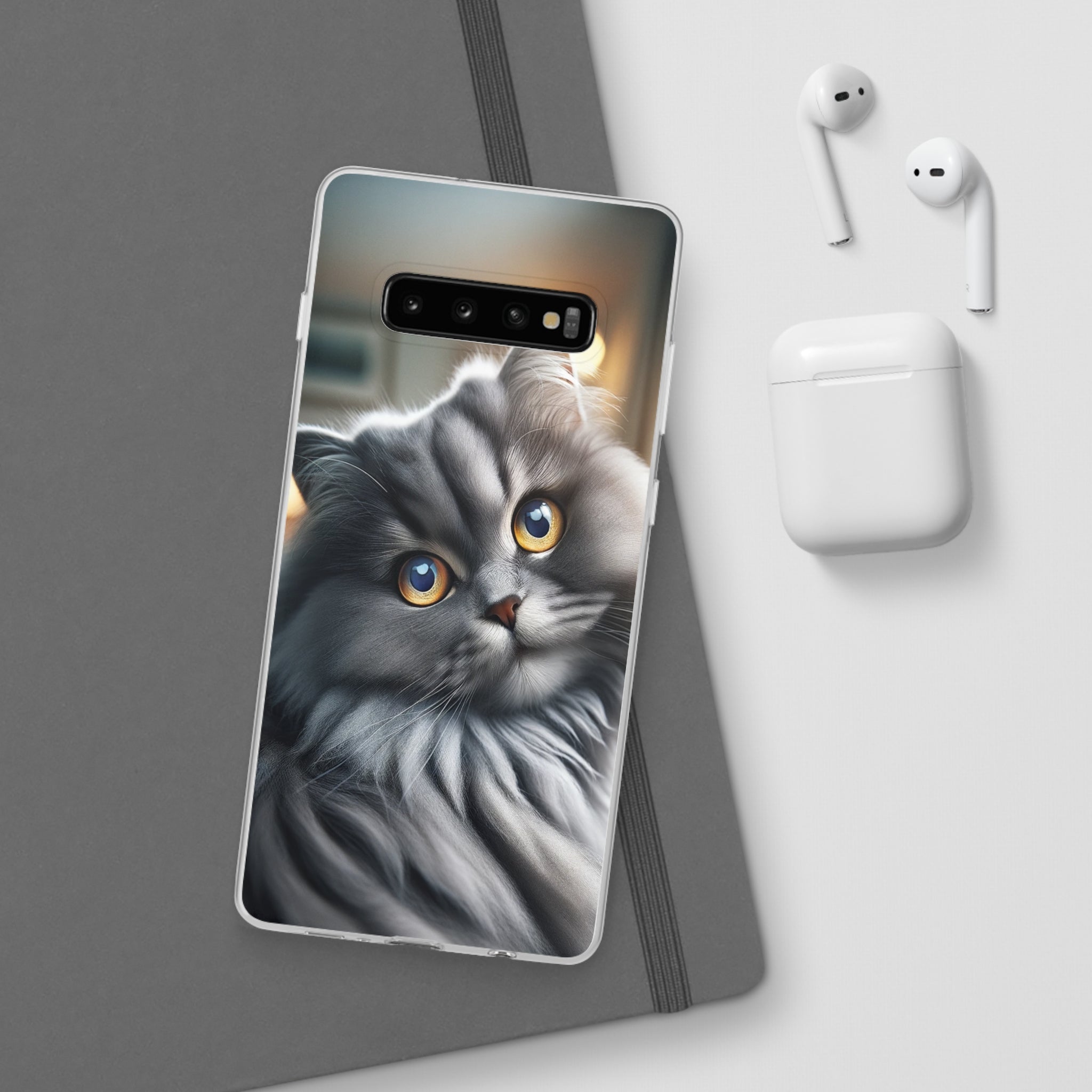 Curious, grey cat - Flexi Case (Samsung only)