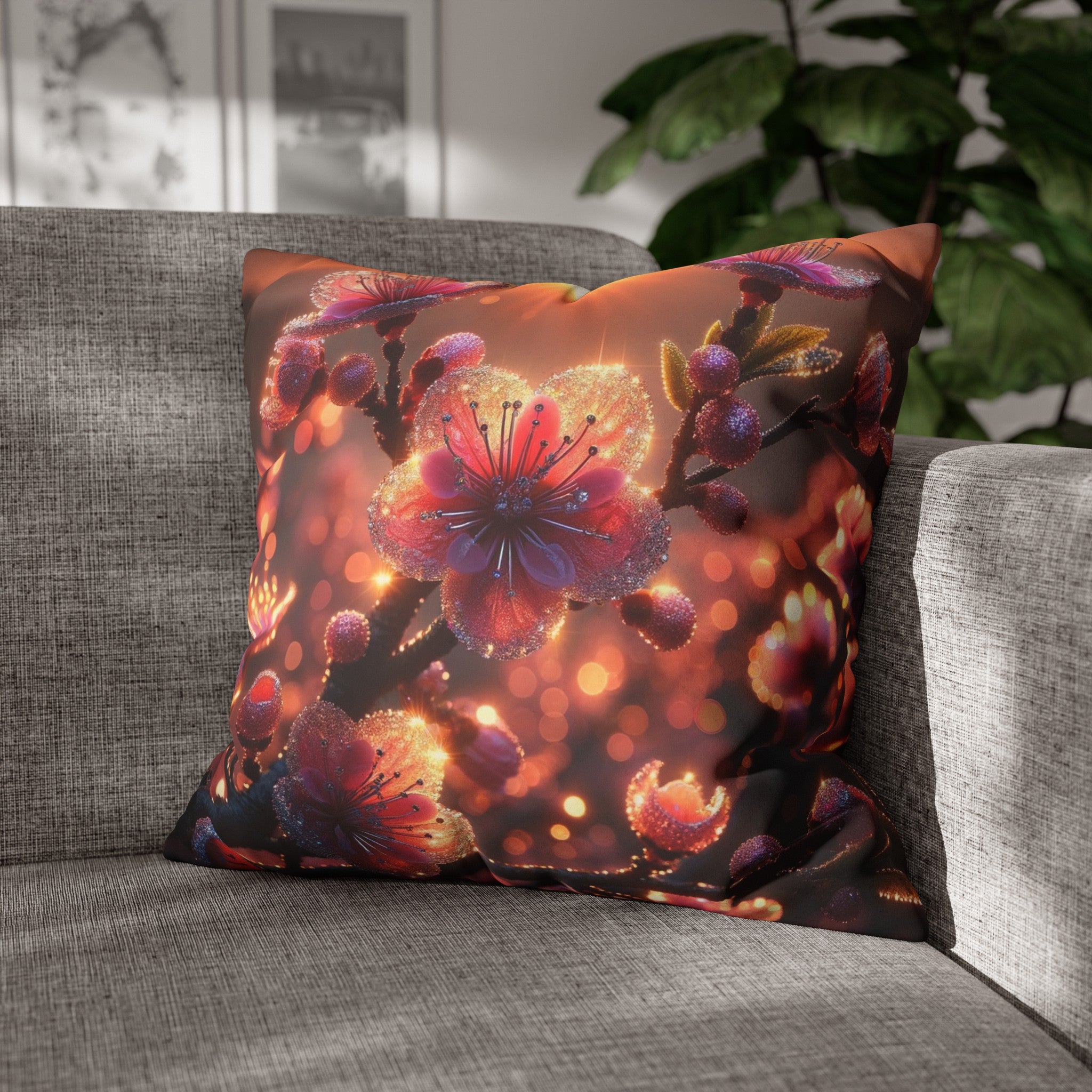 Pink diamond flowers (3) - Suede Square Pillowcase