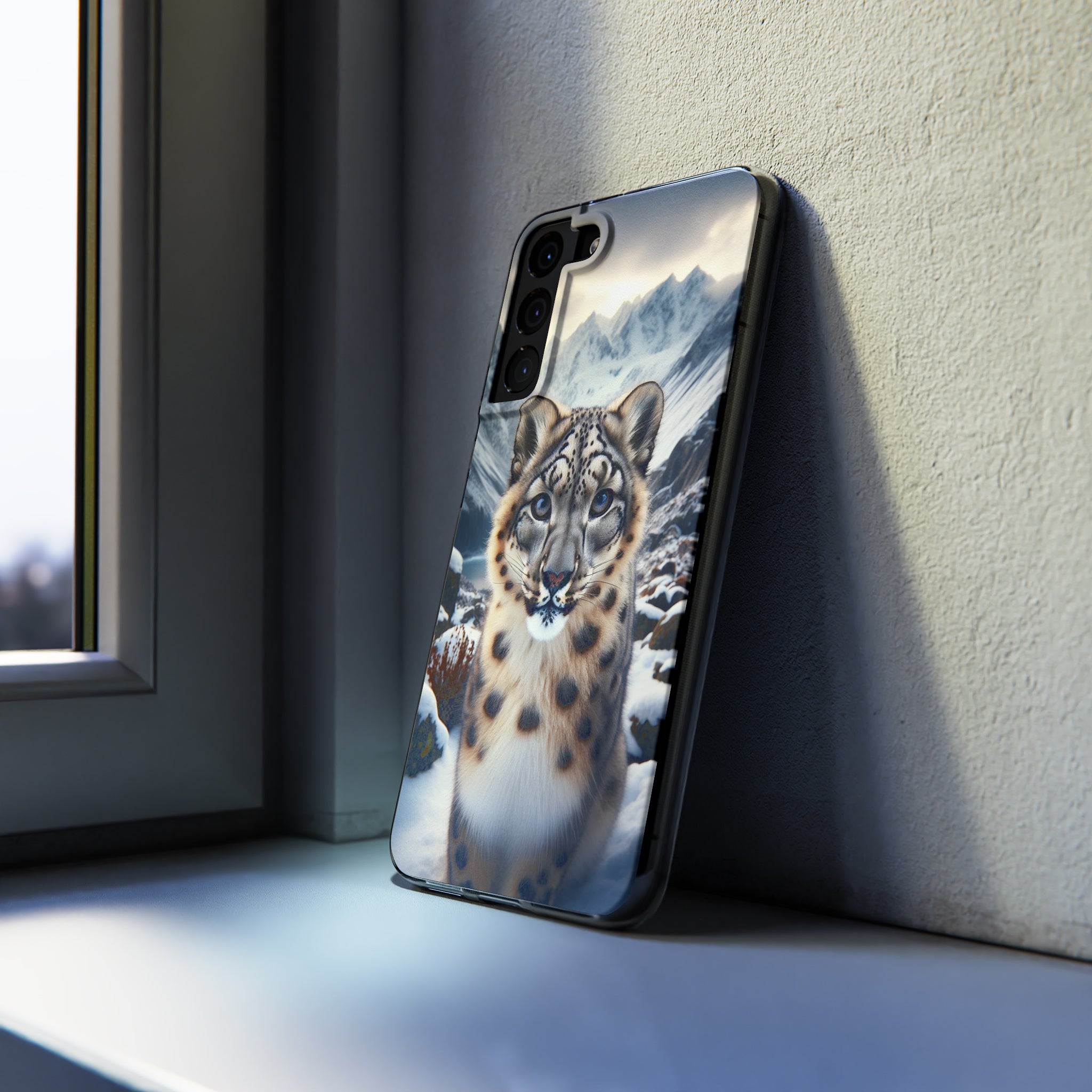 Curious Snow Leopard - Soft Phone Case