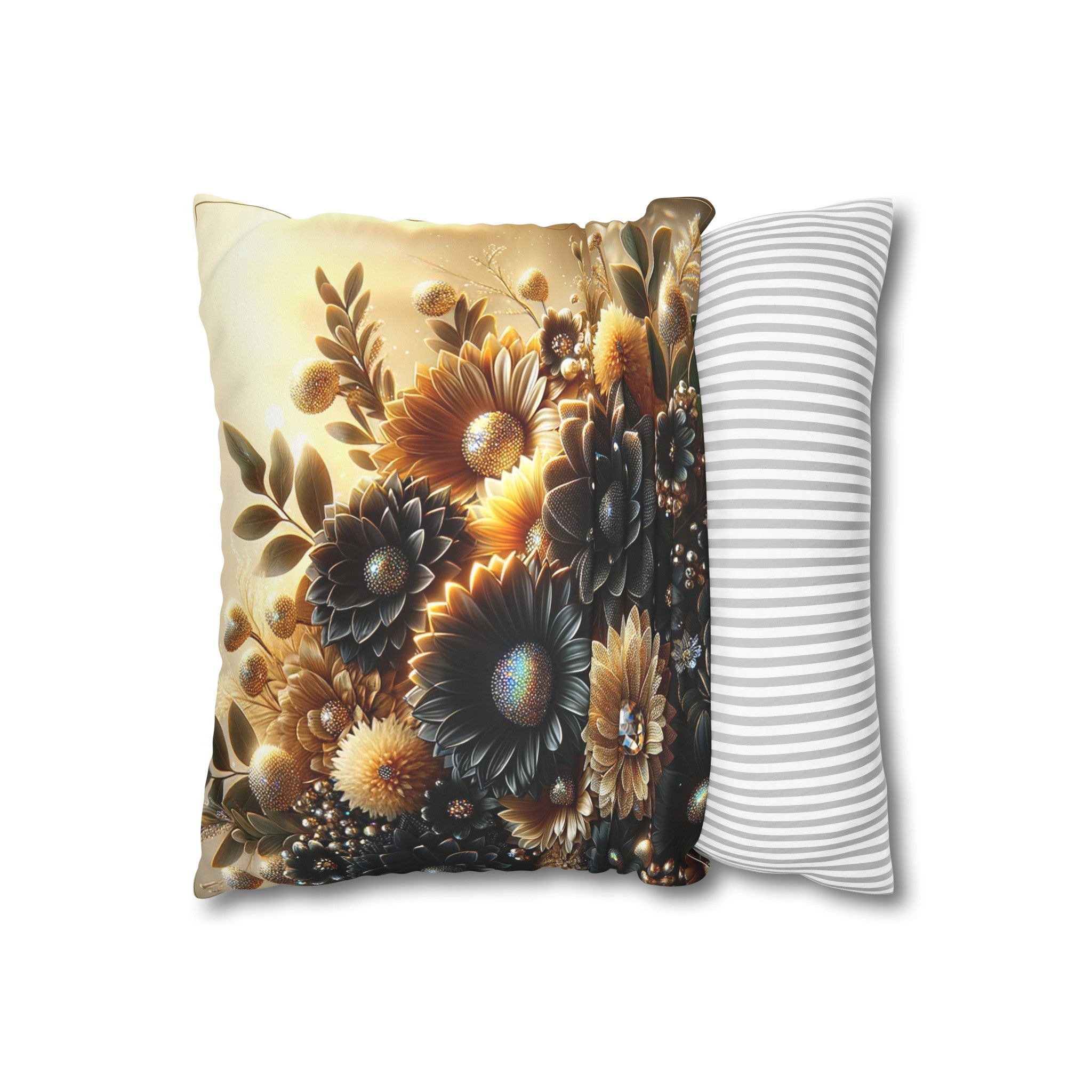 Black and golden Bouquet (2) - Suede Square Pillowcase