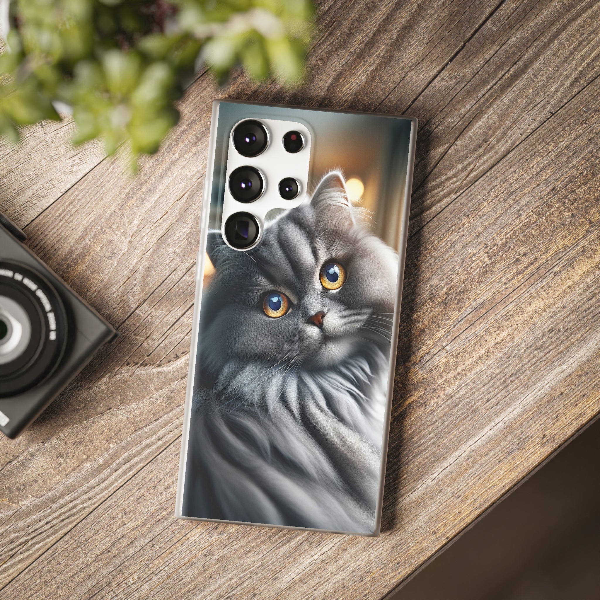 Curious, grey cat - Flexi Case (Samsung only)