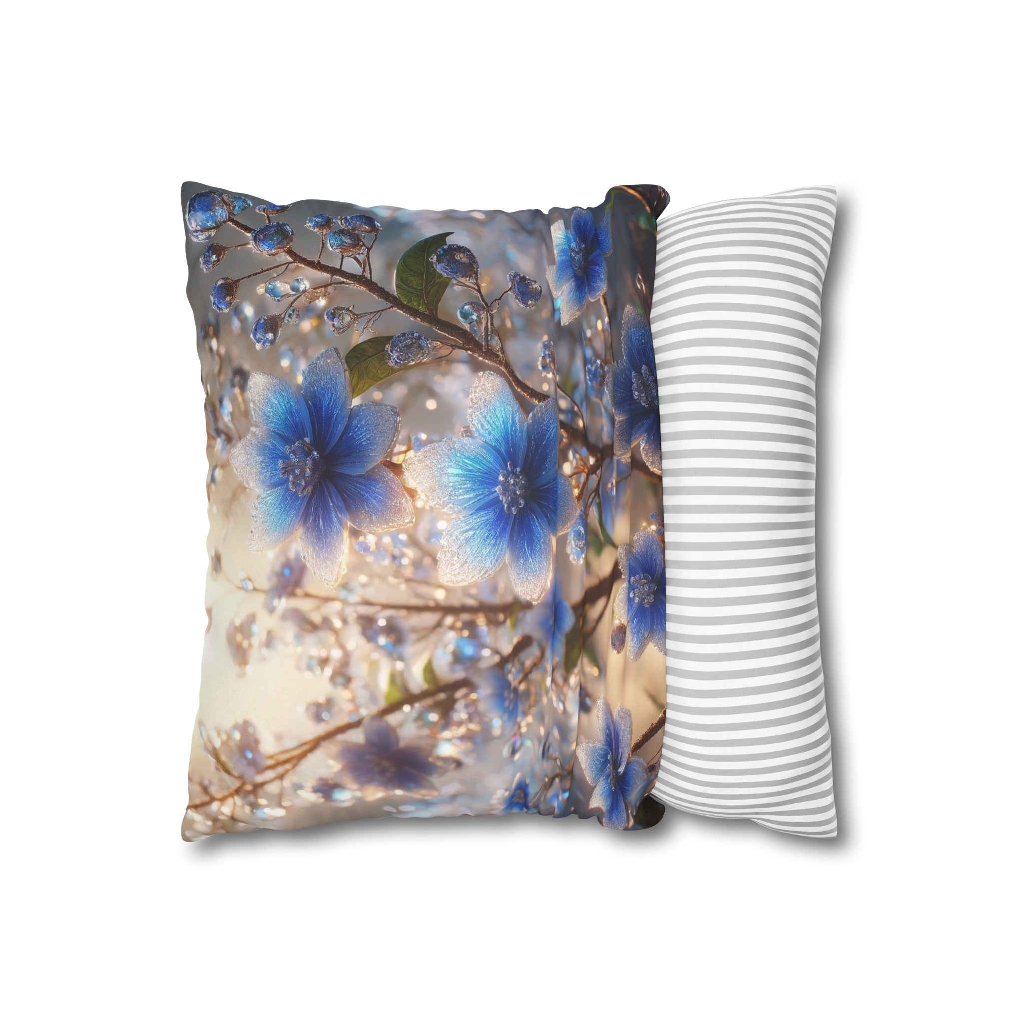 Blue, diamond flowers (4) - Suede Square Pillowcase