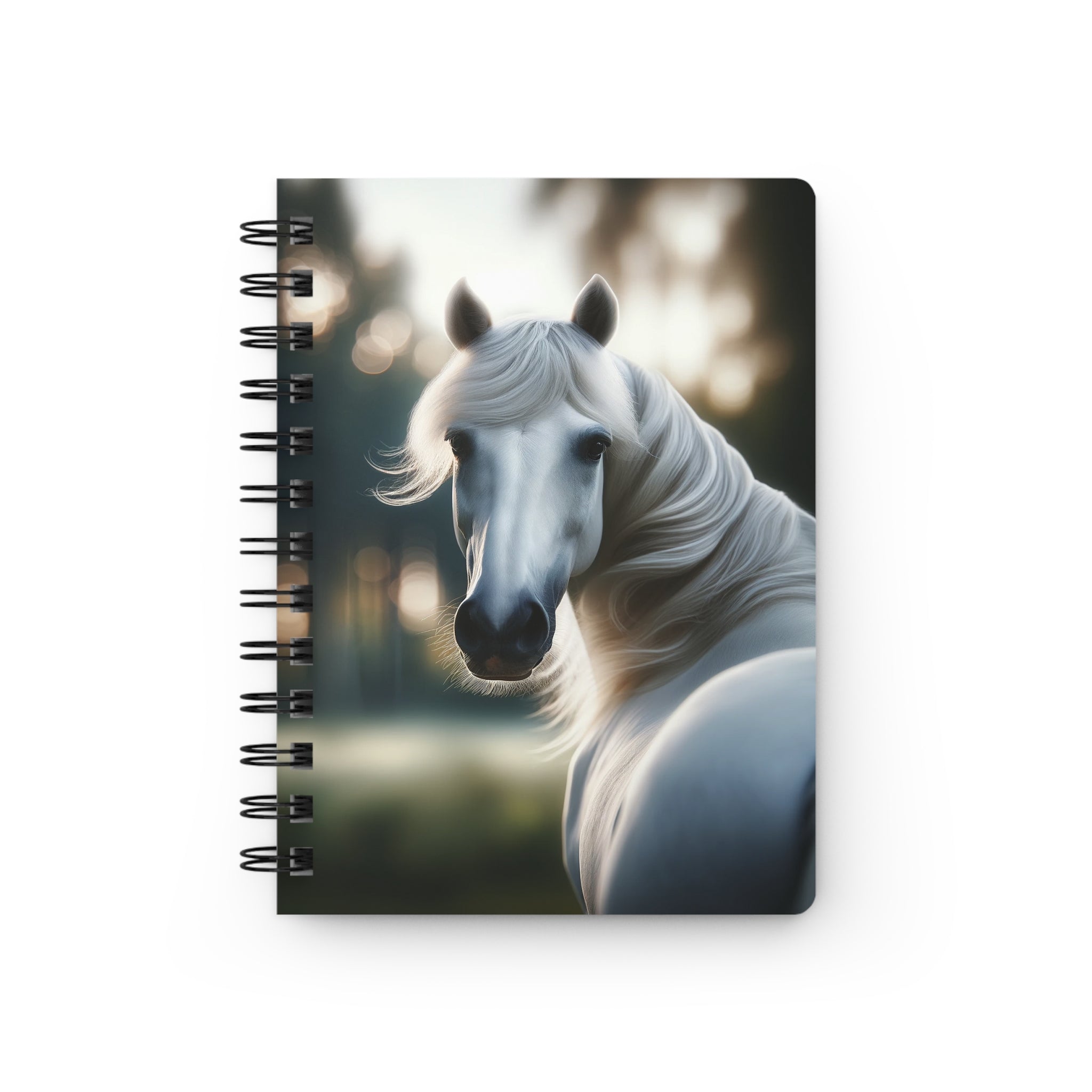 A curious, white horse - Spiral Notebook