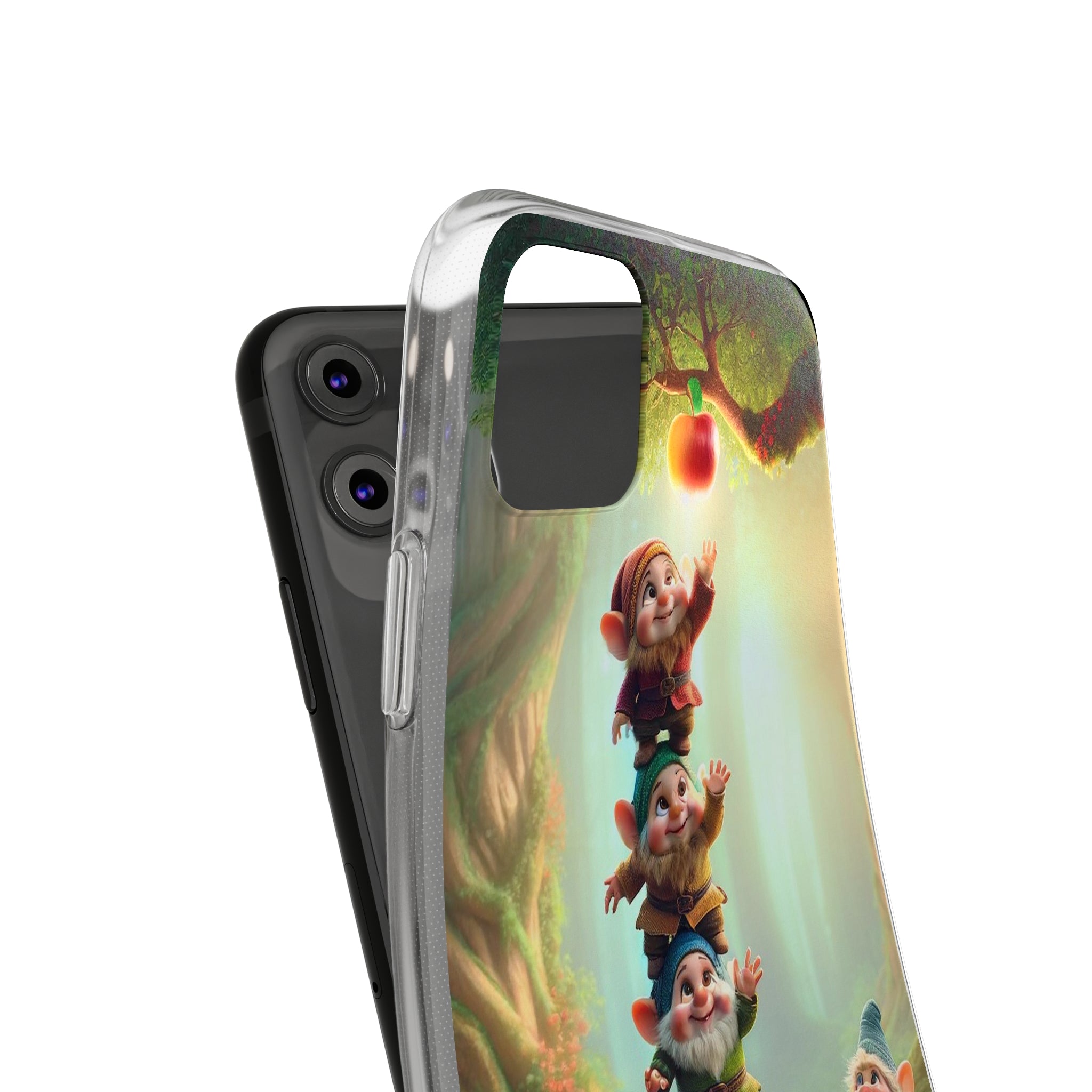 Gnomes reaching an apple - Soft Phone Case