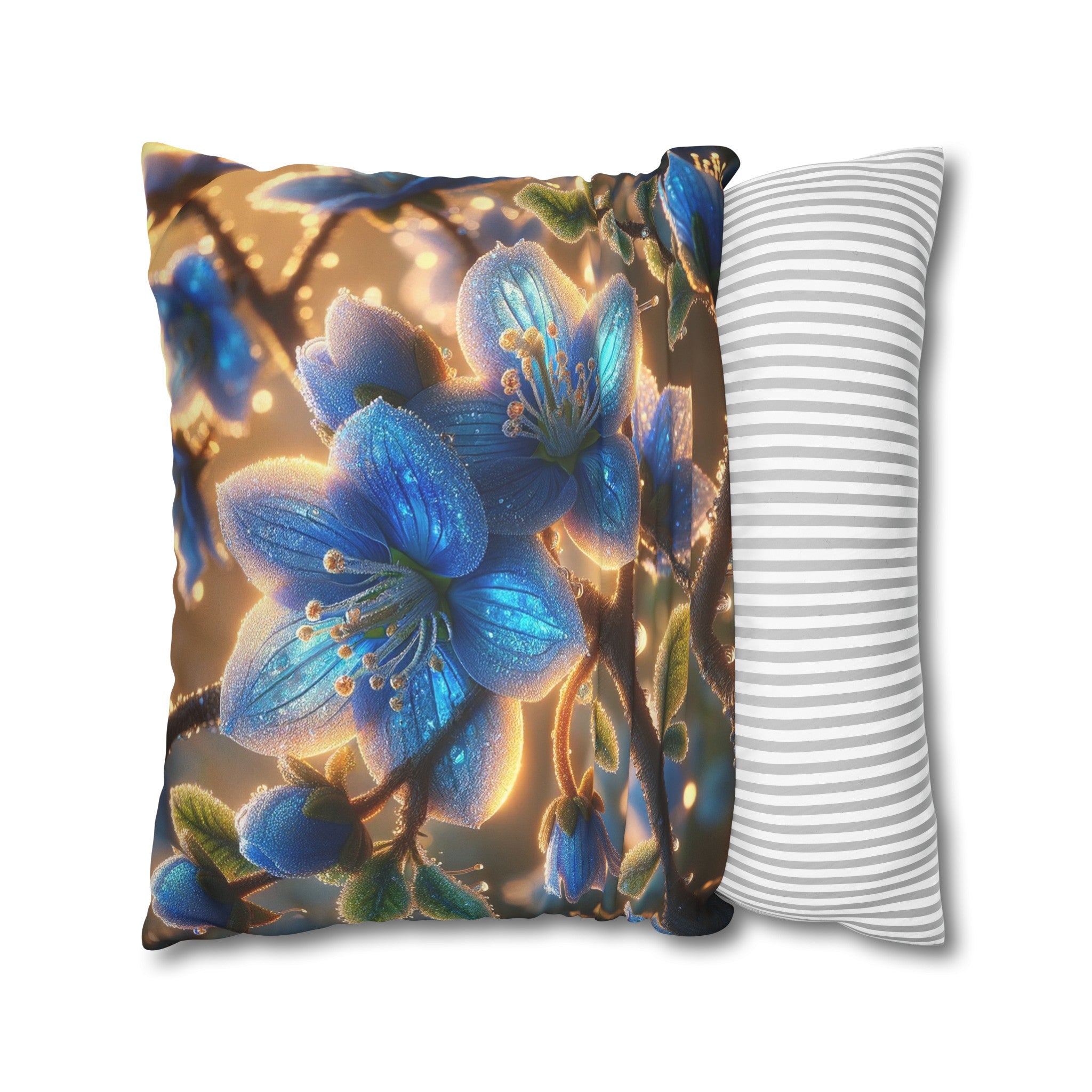 Blue, diamond flowers (3) - Suede Square Pillowcase