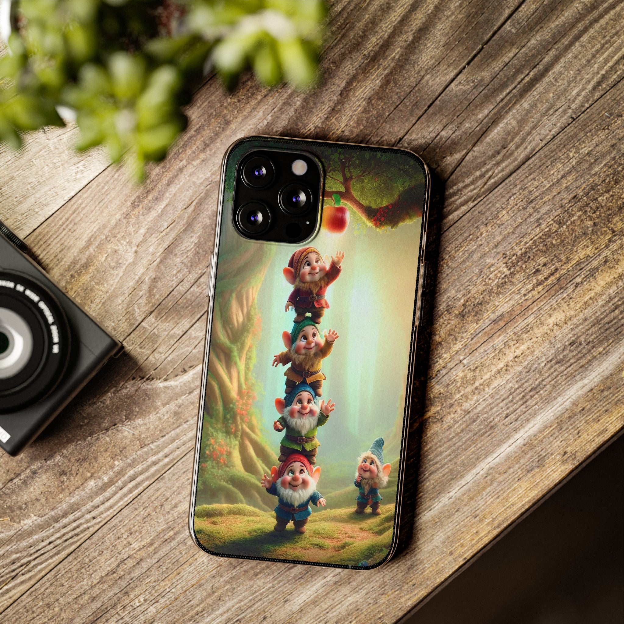 Gnomes reaching an apple - Soft Phone Case