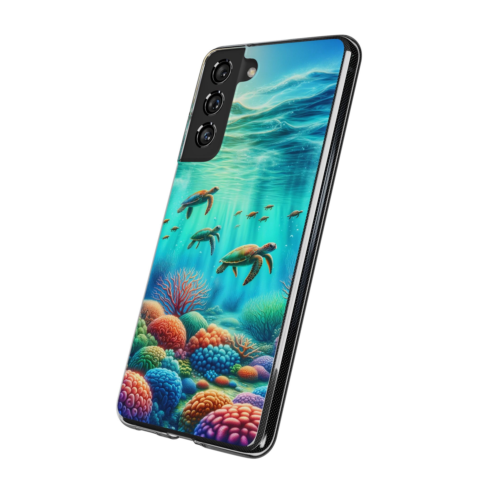 Turtles and coral reef - Soft Phone Case