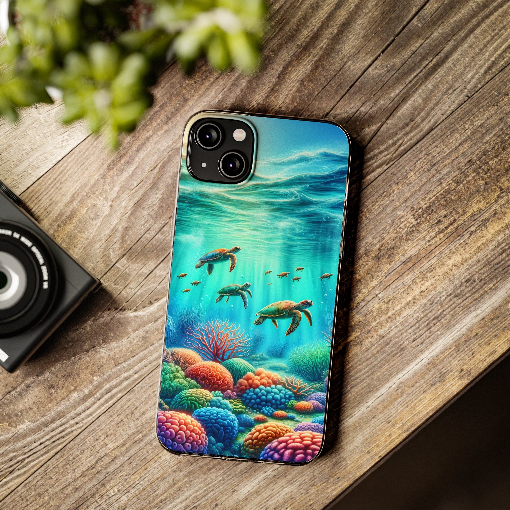 Turtles and coral reef - Soft Phone Case