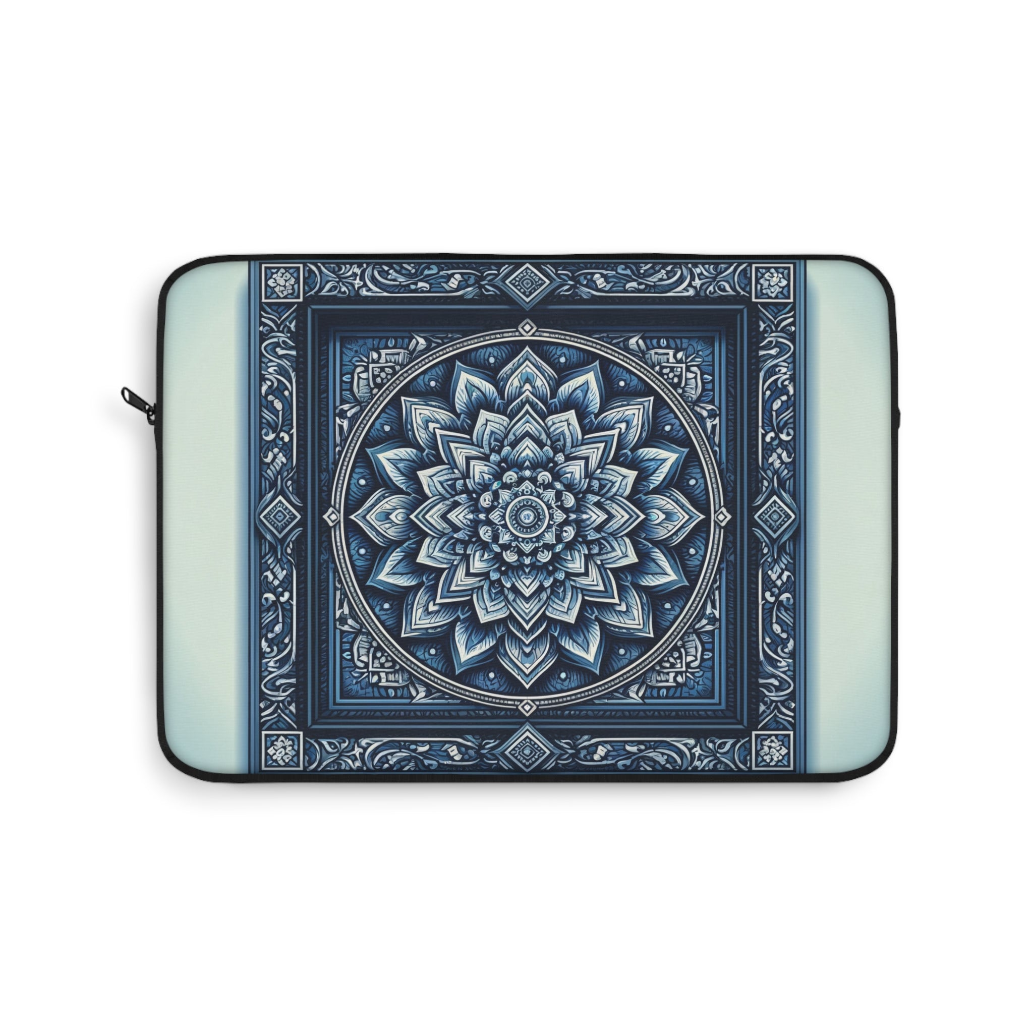 Square, blue and white Mandala - Laptop Sleeve