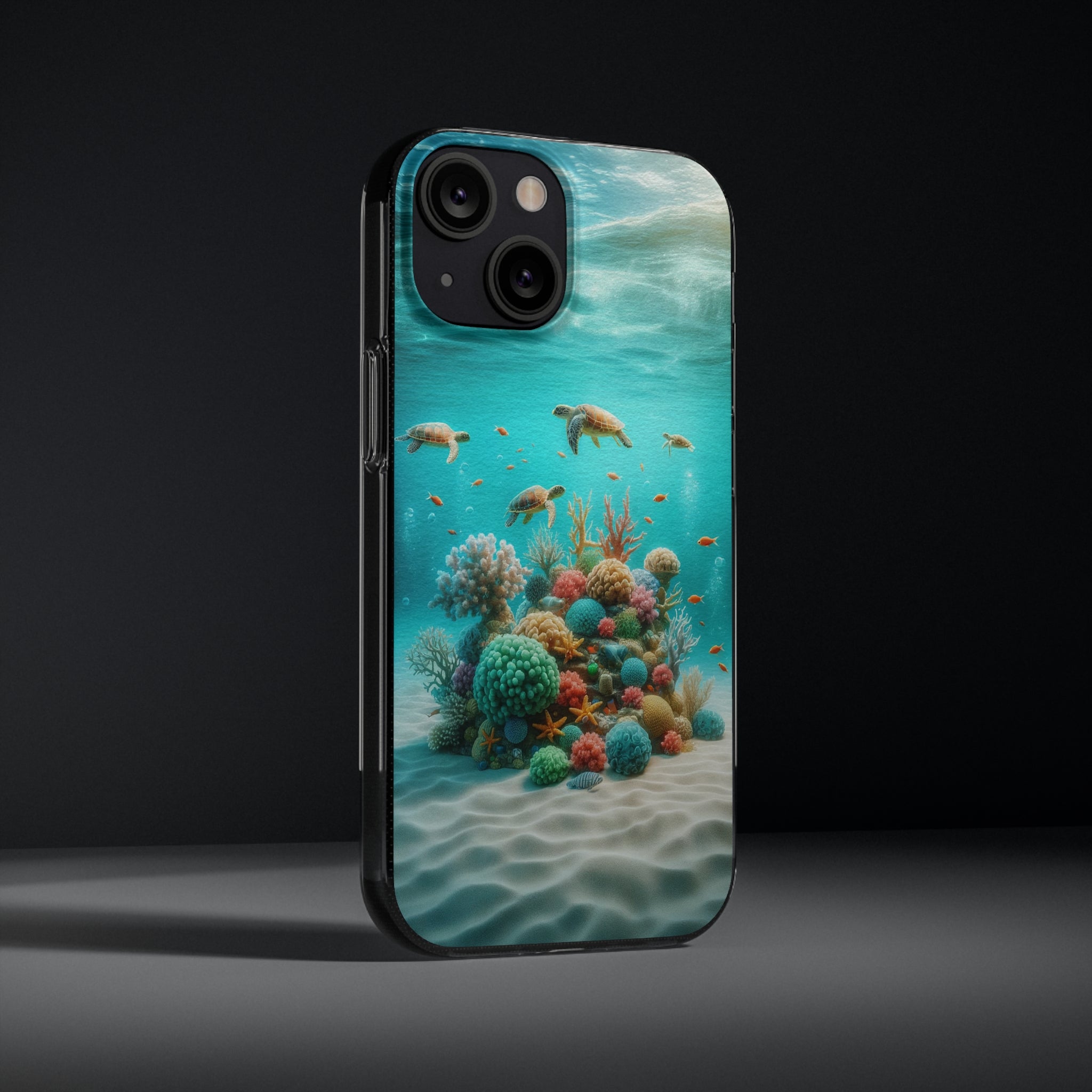 Turtles on coral reef - Soft Phone Case