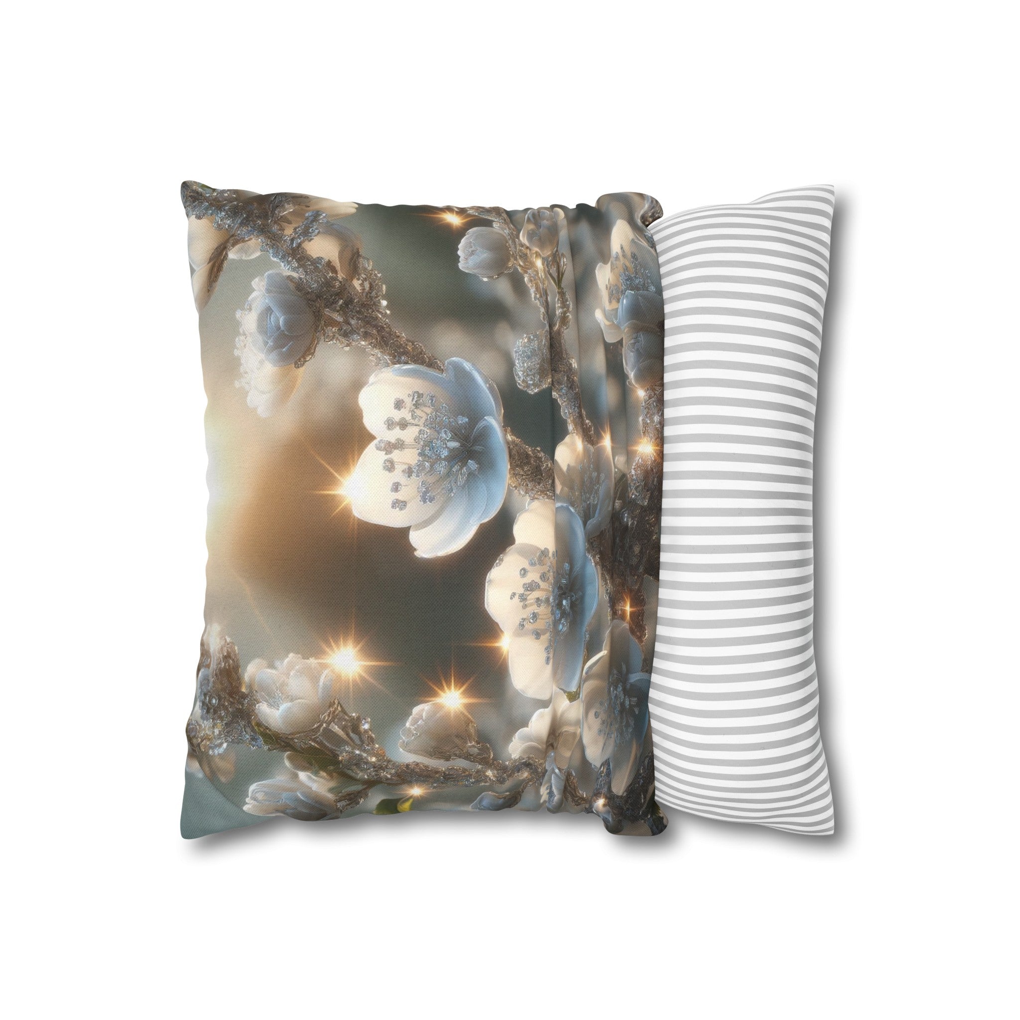 White diamond flowers (1) - Polyester Square Pillowcase