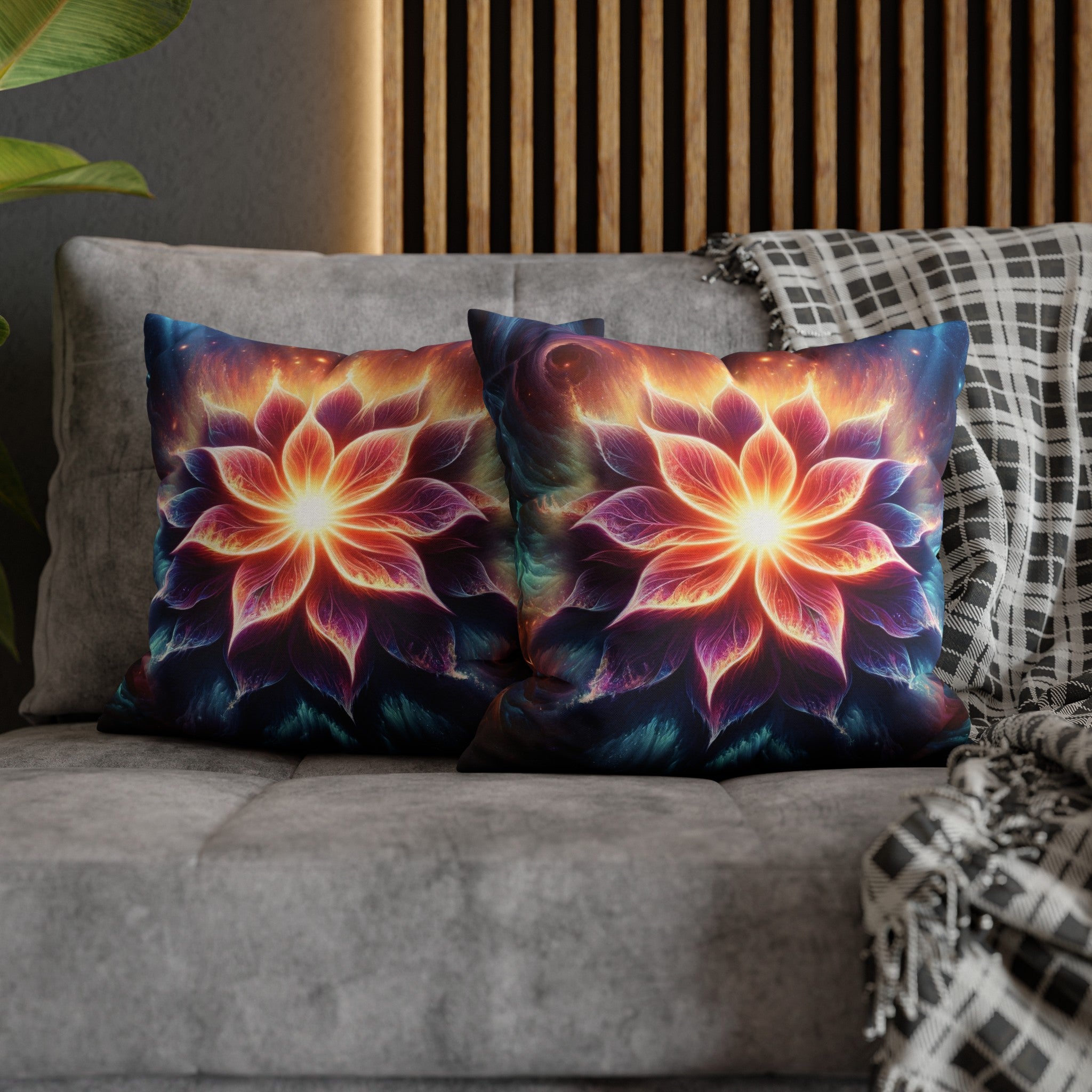 Galaxy-flower 1 - Spun Polyester Square Pillowcase