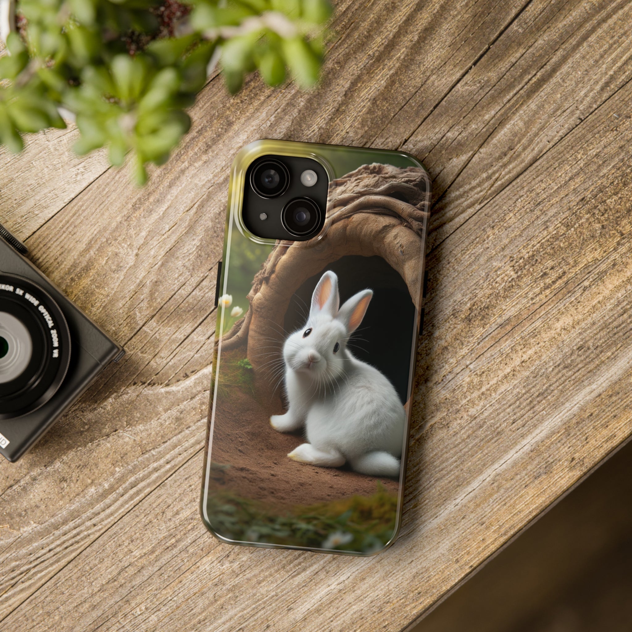 White curious rabbit - Tough Phone Case