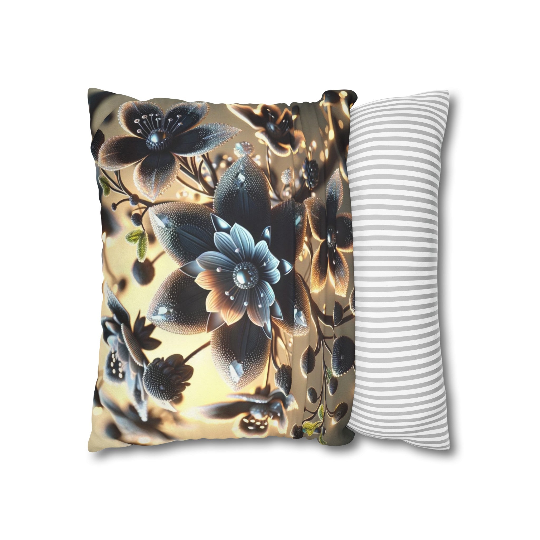 Black diamond flowers (4) - Suede Square Pillowcase