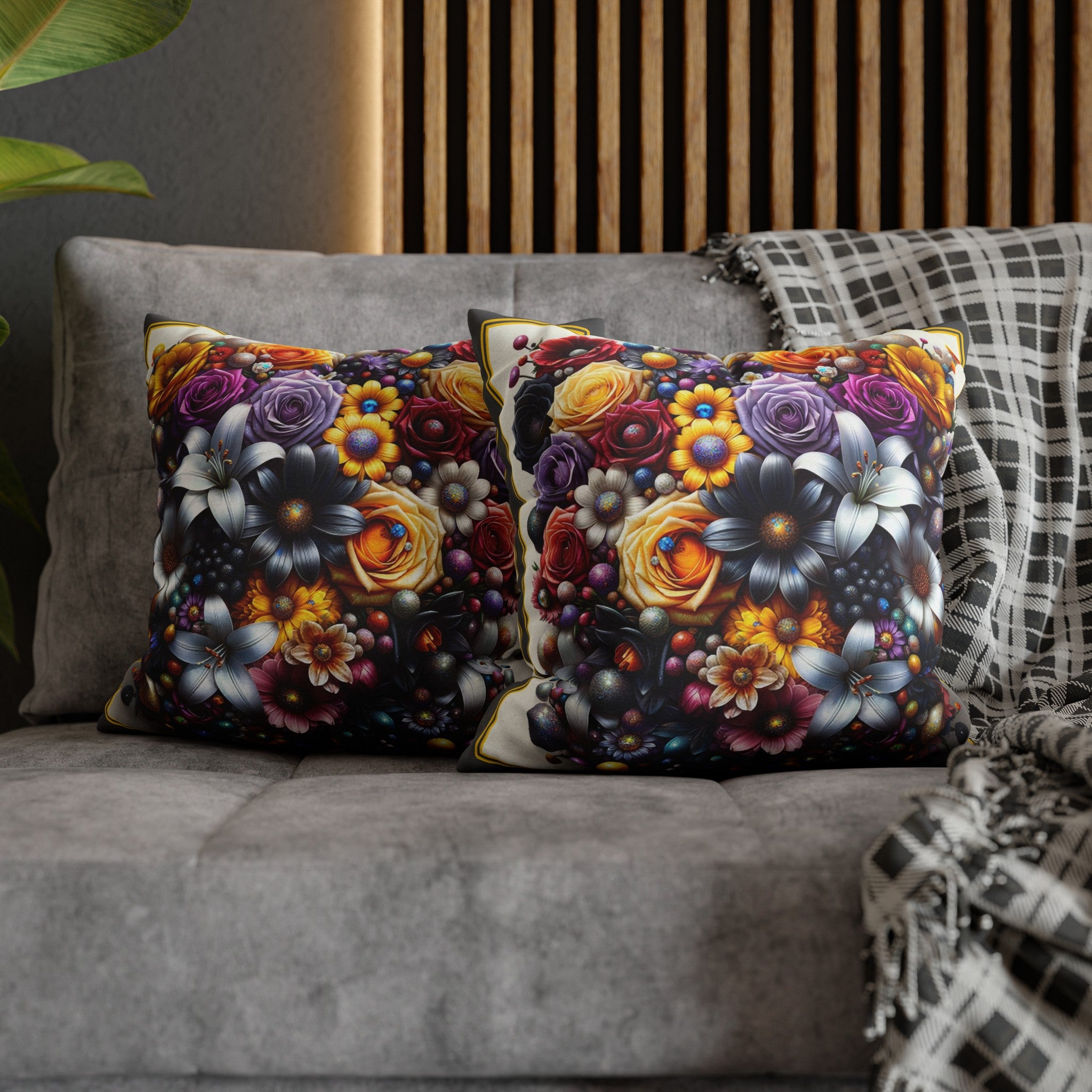 Colourful Bouquet (3) - Polyester Square Pillowcase