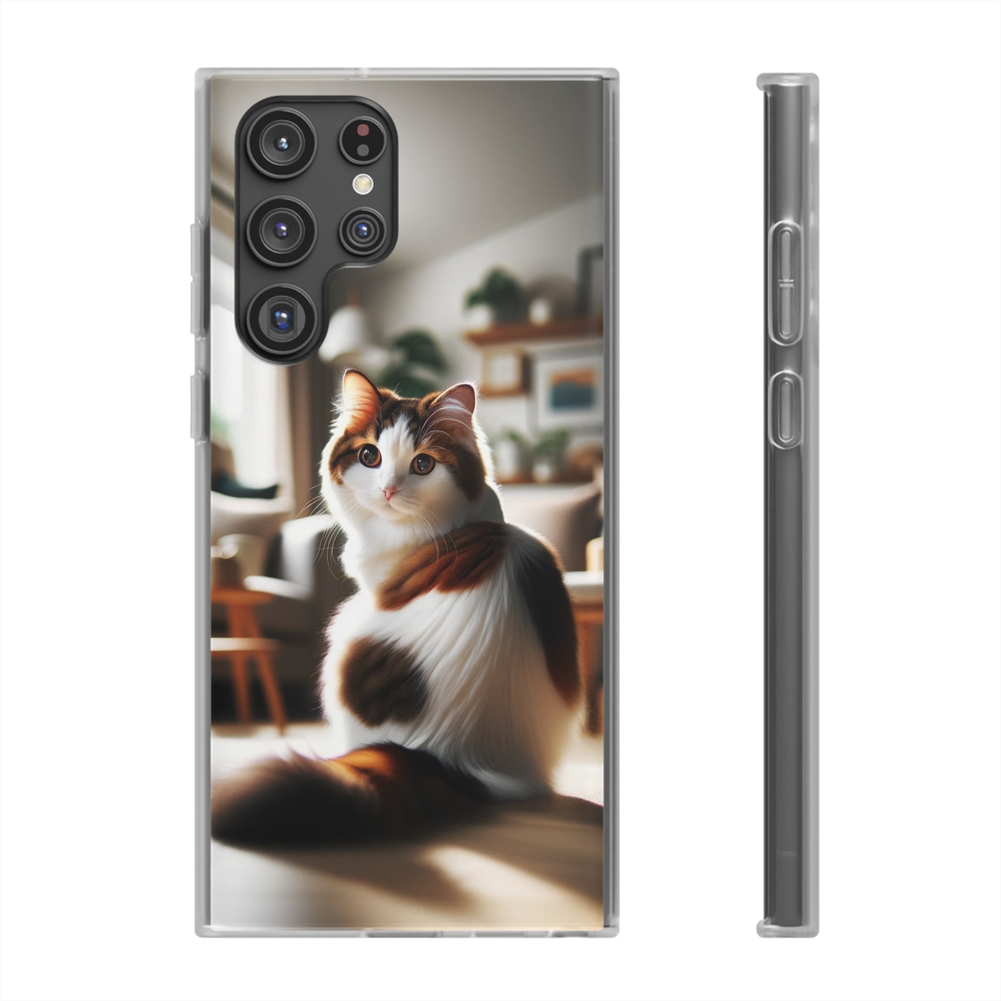 Curious, white-brown cat - Flexi Case (Samsung only)