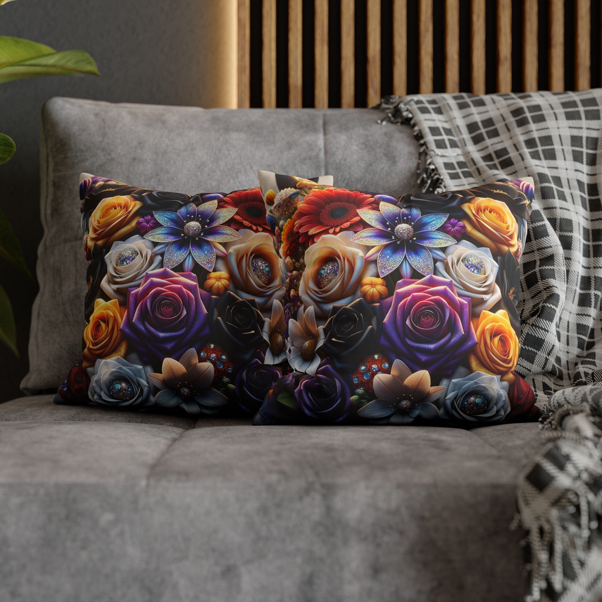 Colourful Bouquet (4) - Suede Square Pillowcase