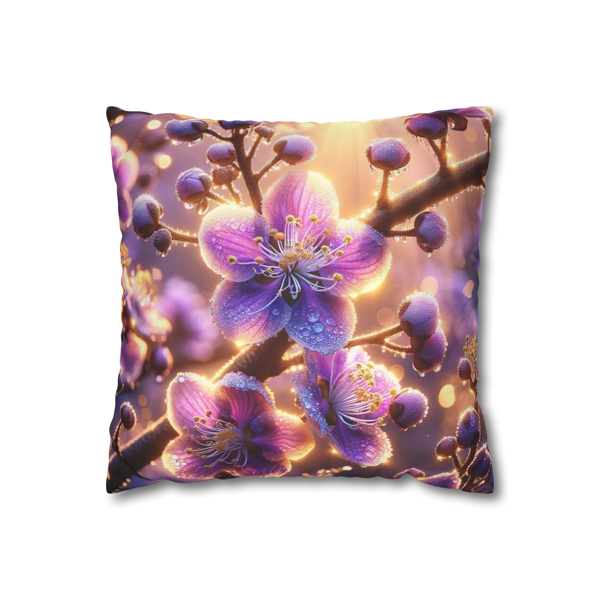 Purple diamond flowers (2) - Suede Square Pillowcase