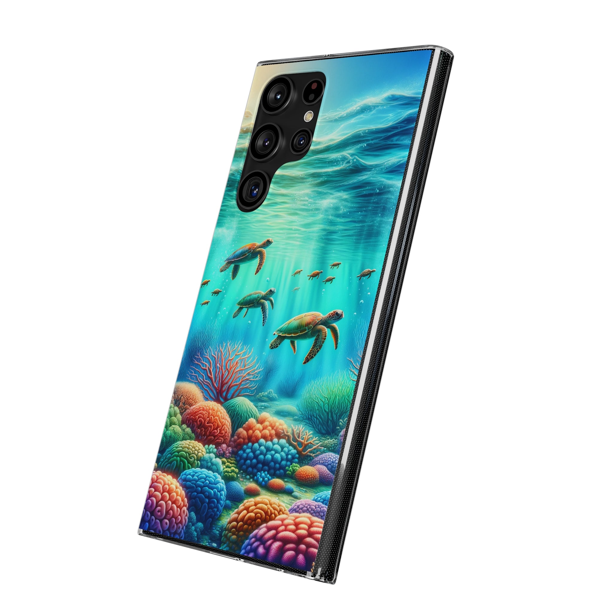 Turtles and coral reef - Soft Phone Case